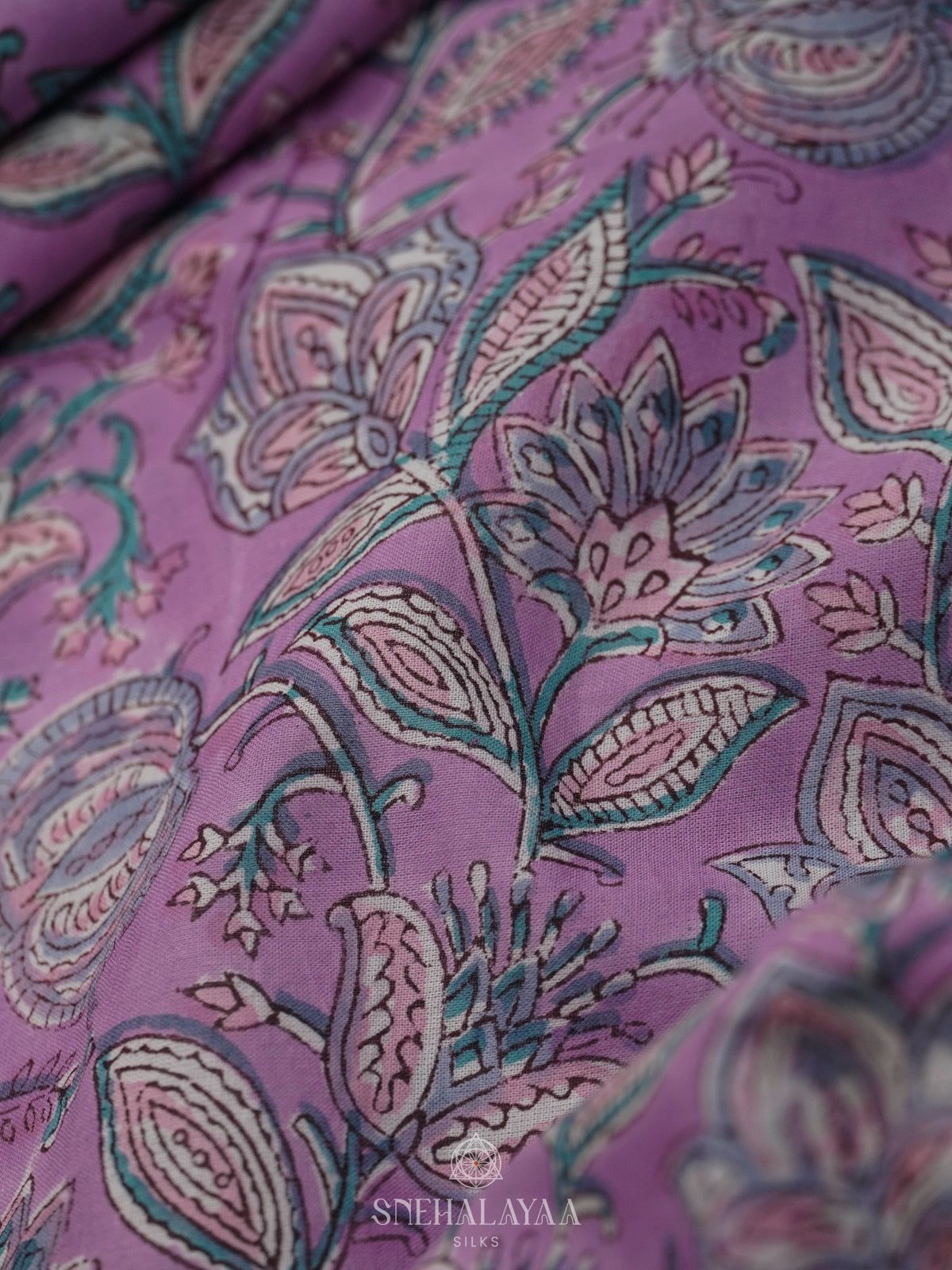 Lilac Jaipur Cotton Saree