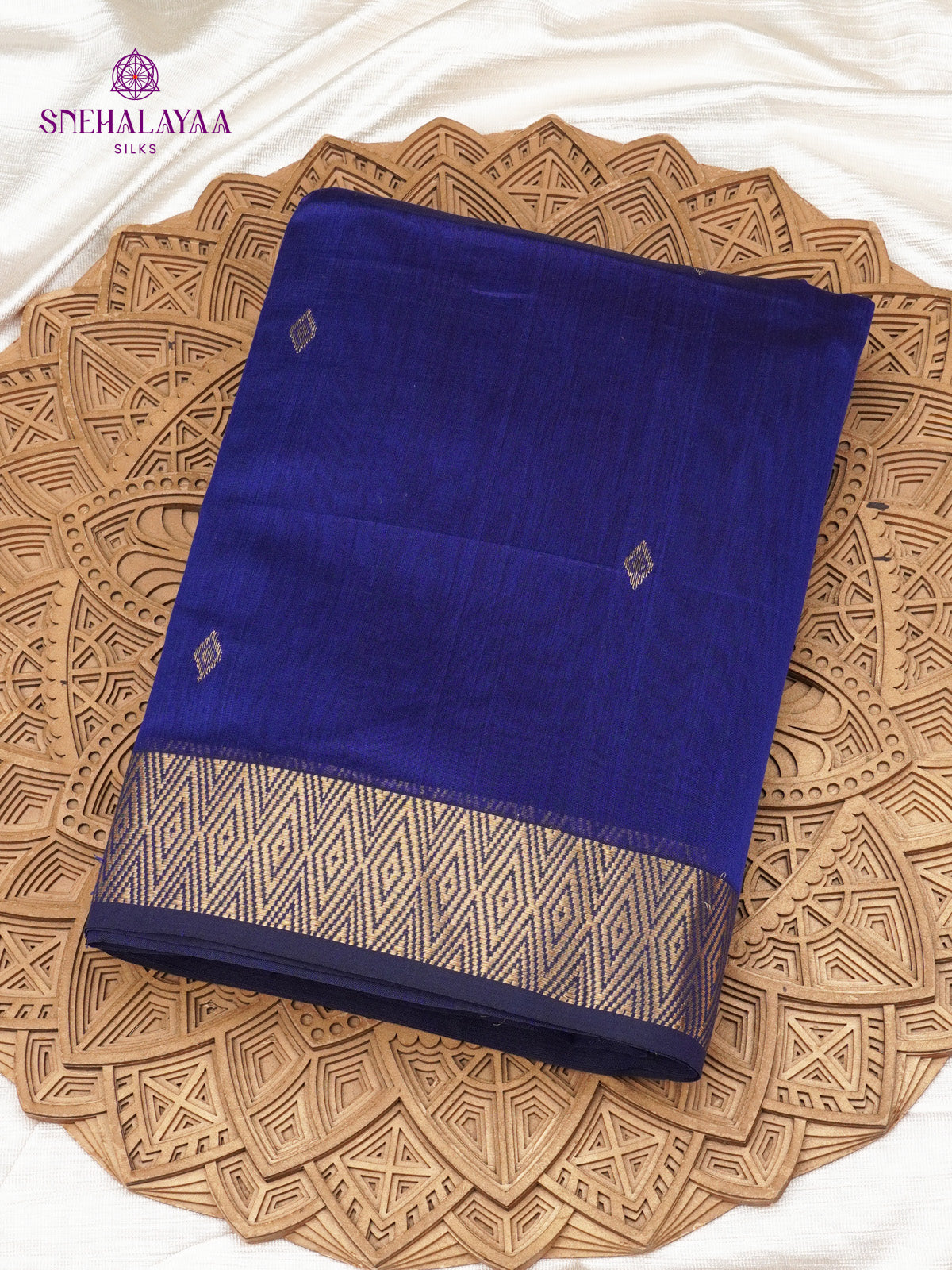 Royal Blue Maheshwari Silk Cotton Saree