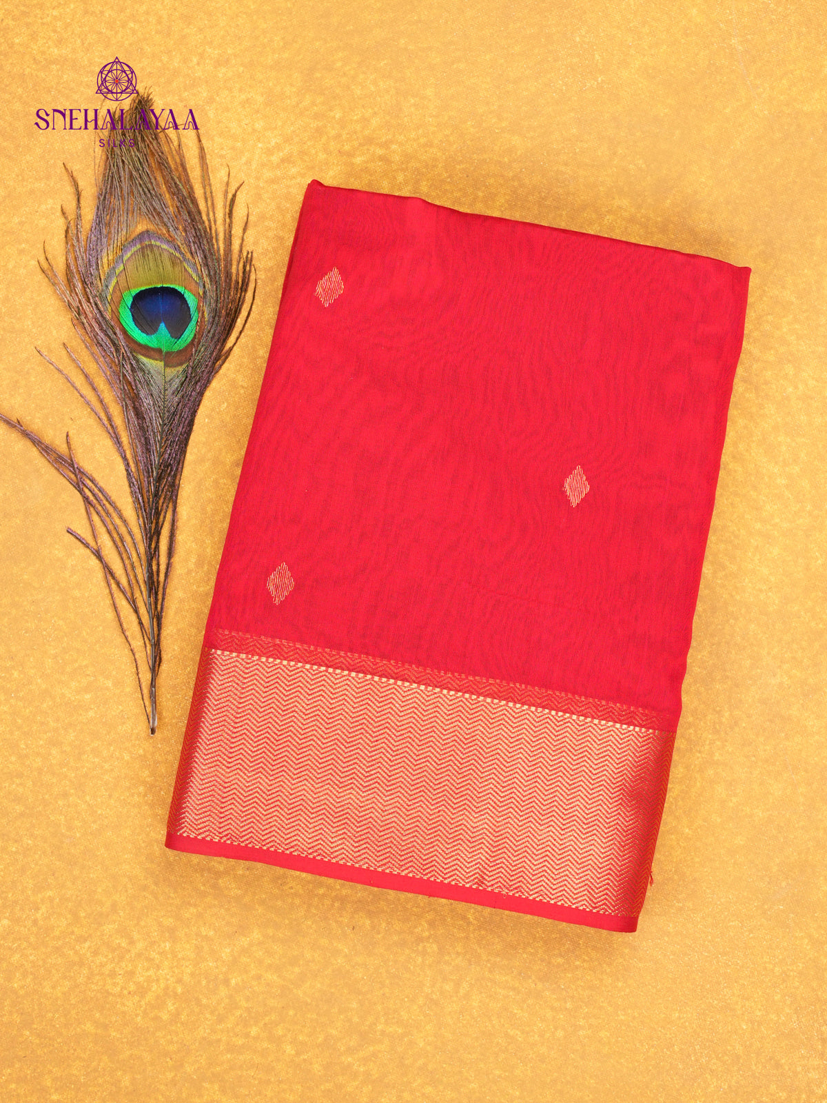 Red Maheshwari Silk Cotton Saree