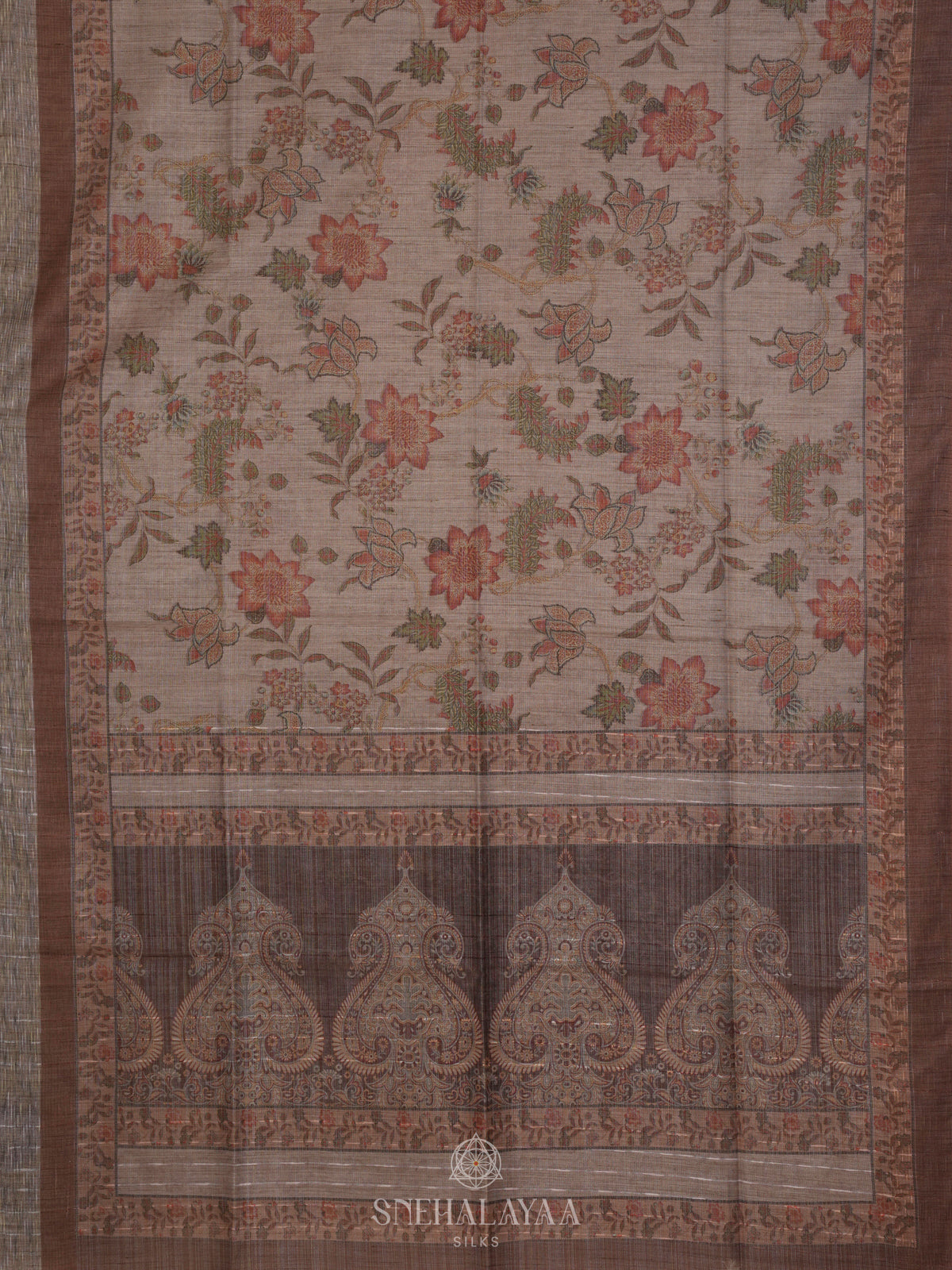 Beige Linen Tissue Saree