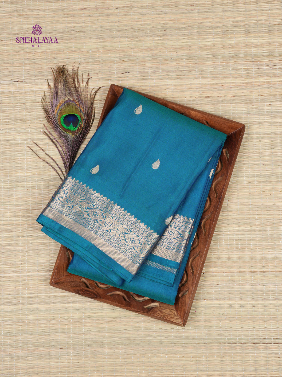Peacock Blue Kanjivaram Silk Saree