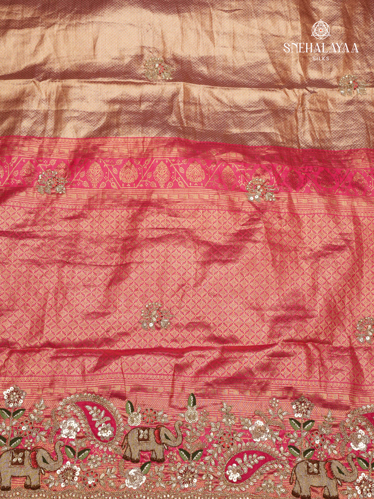 Metalic Gold Embroidery Designer Saree