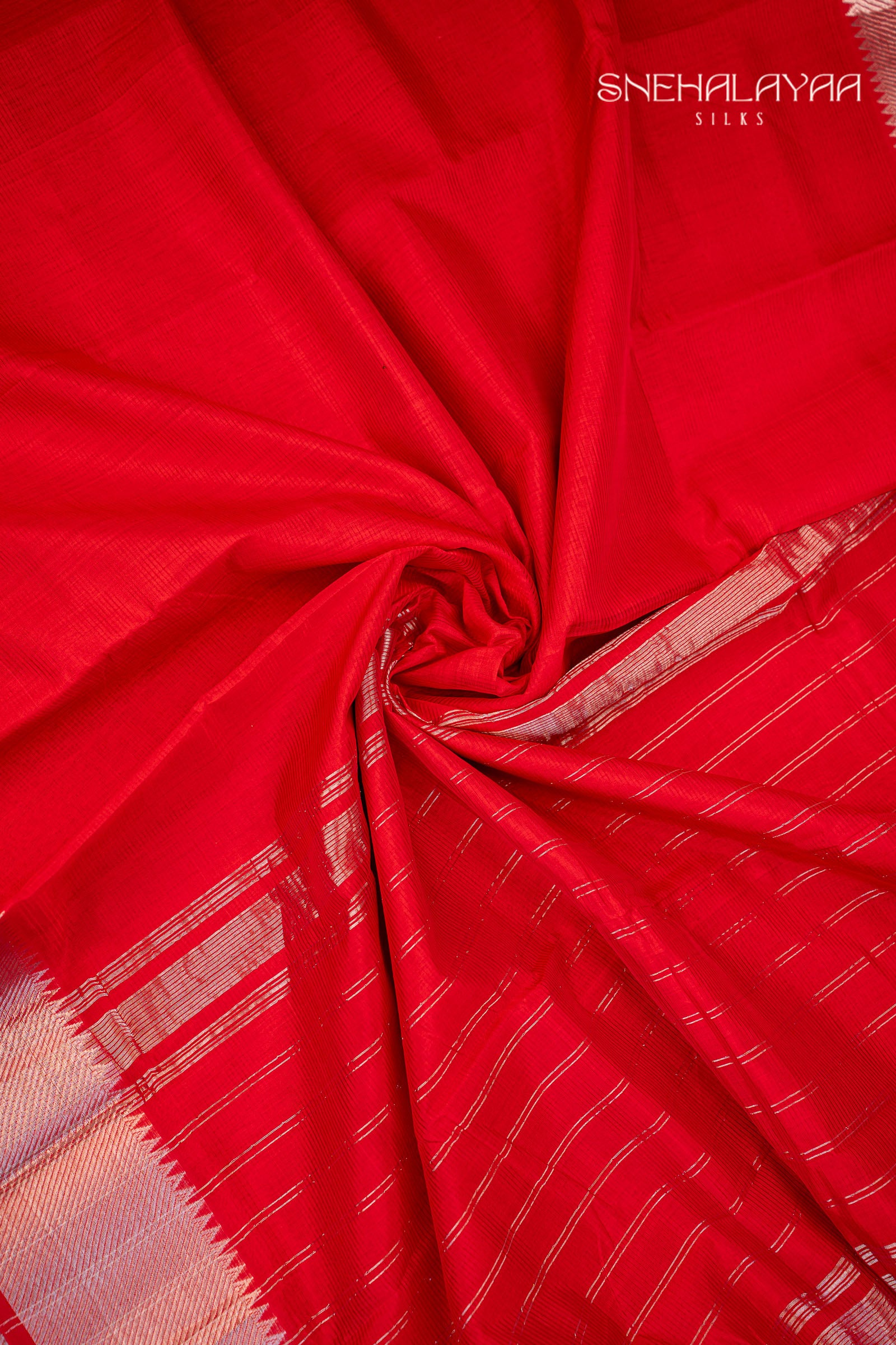 Candy Red Mangalgiri Silk Saree