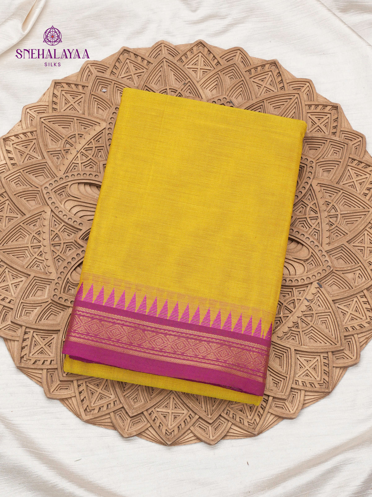 Lime Yellow Chettinad Cotton Saree