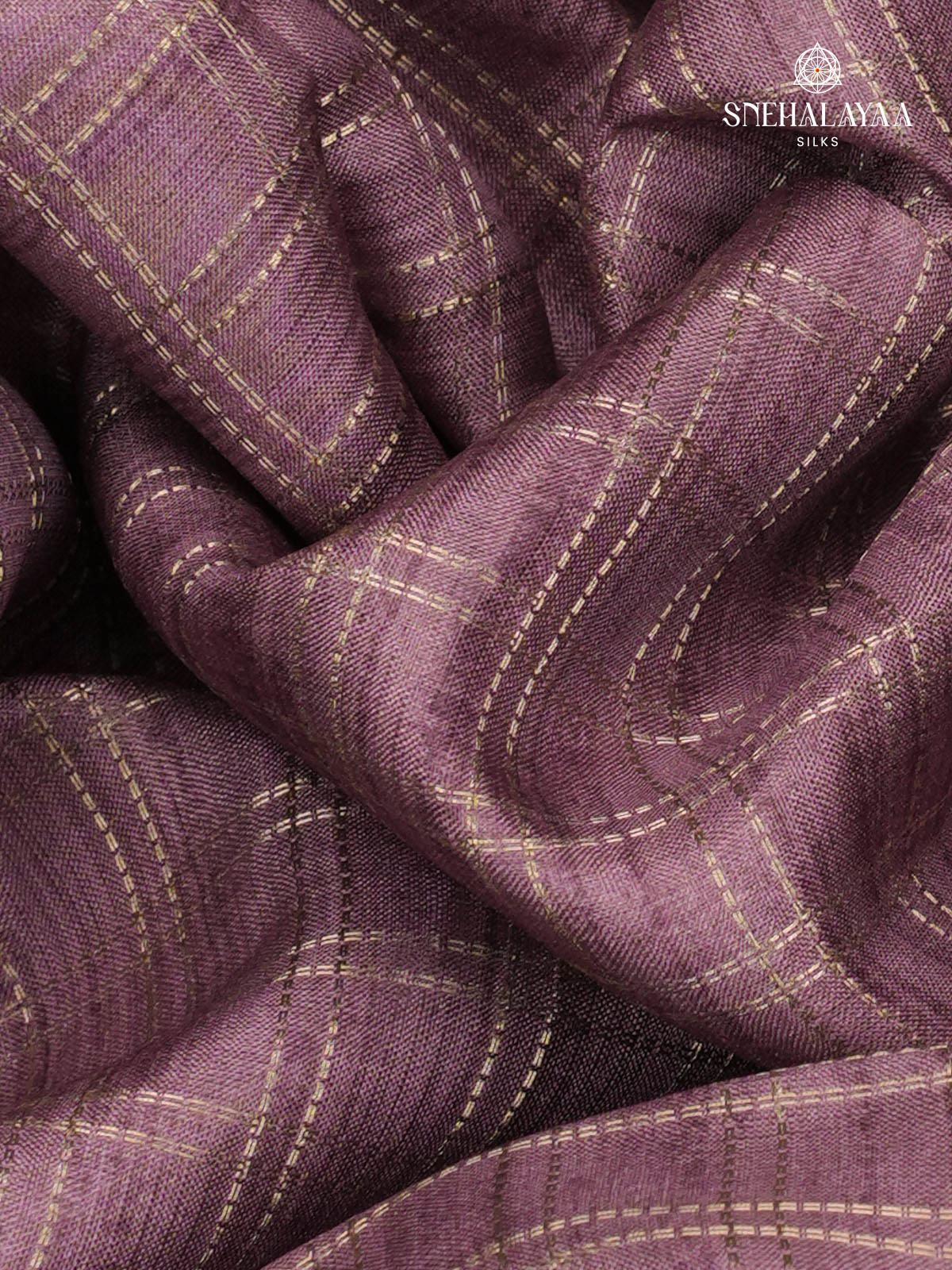Plum Printed Tussar Saree