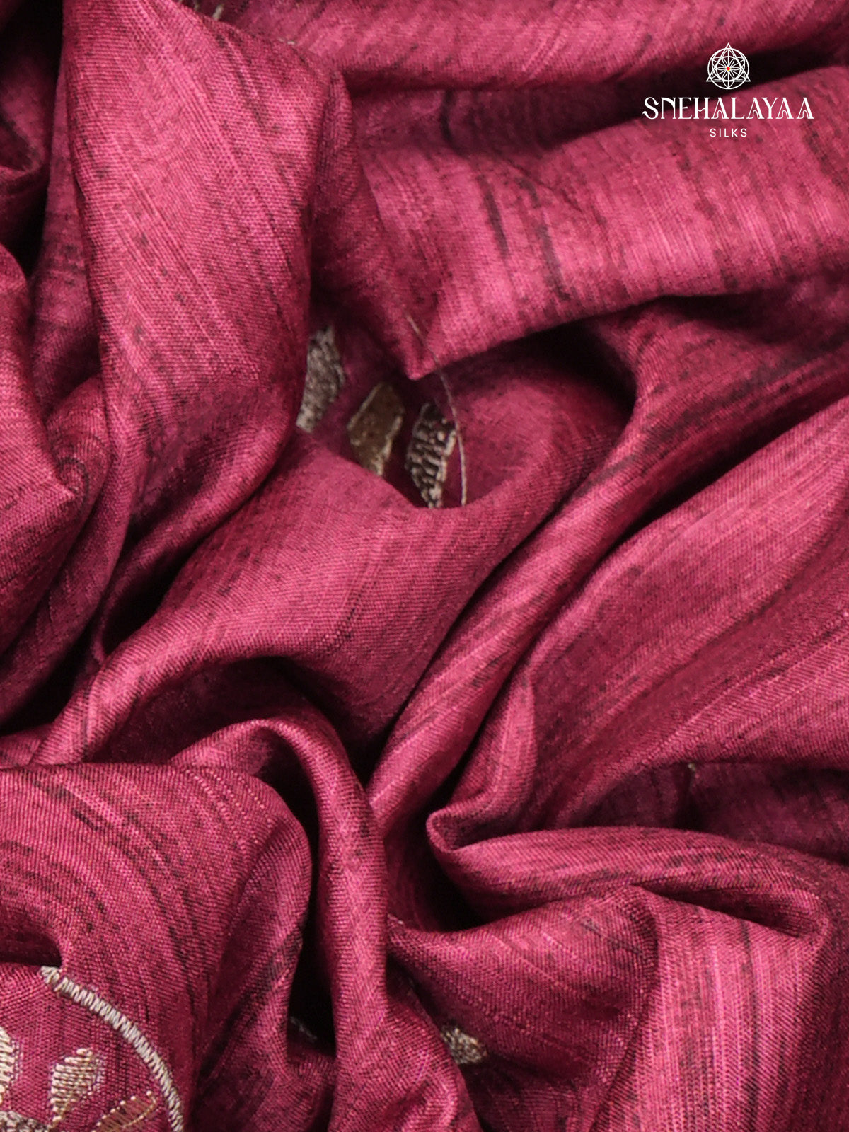 Pink Tussar Embroidery Saree