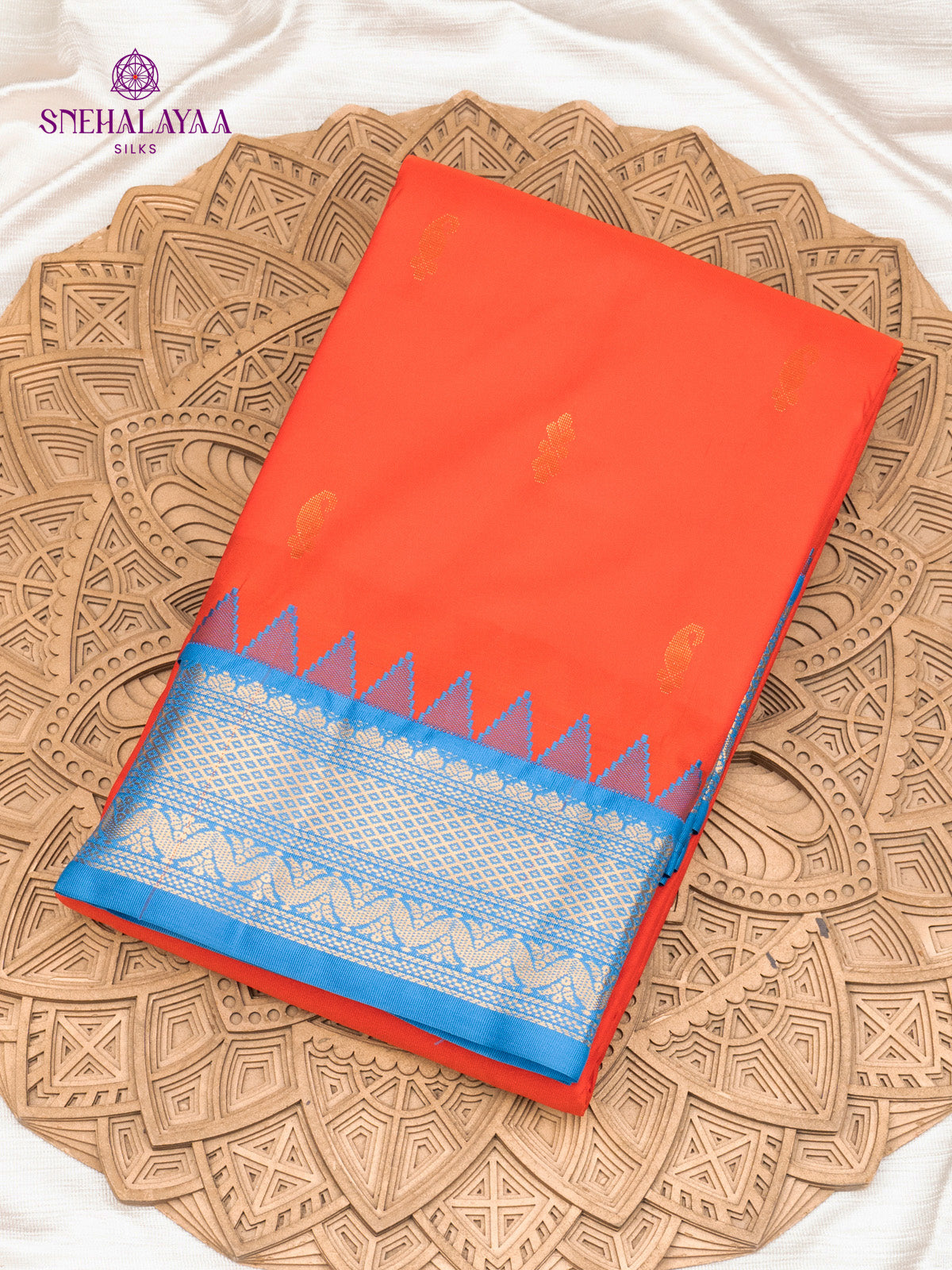 Rust Orange Gadwal Silk Saree