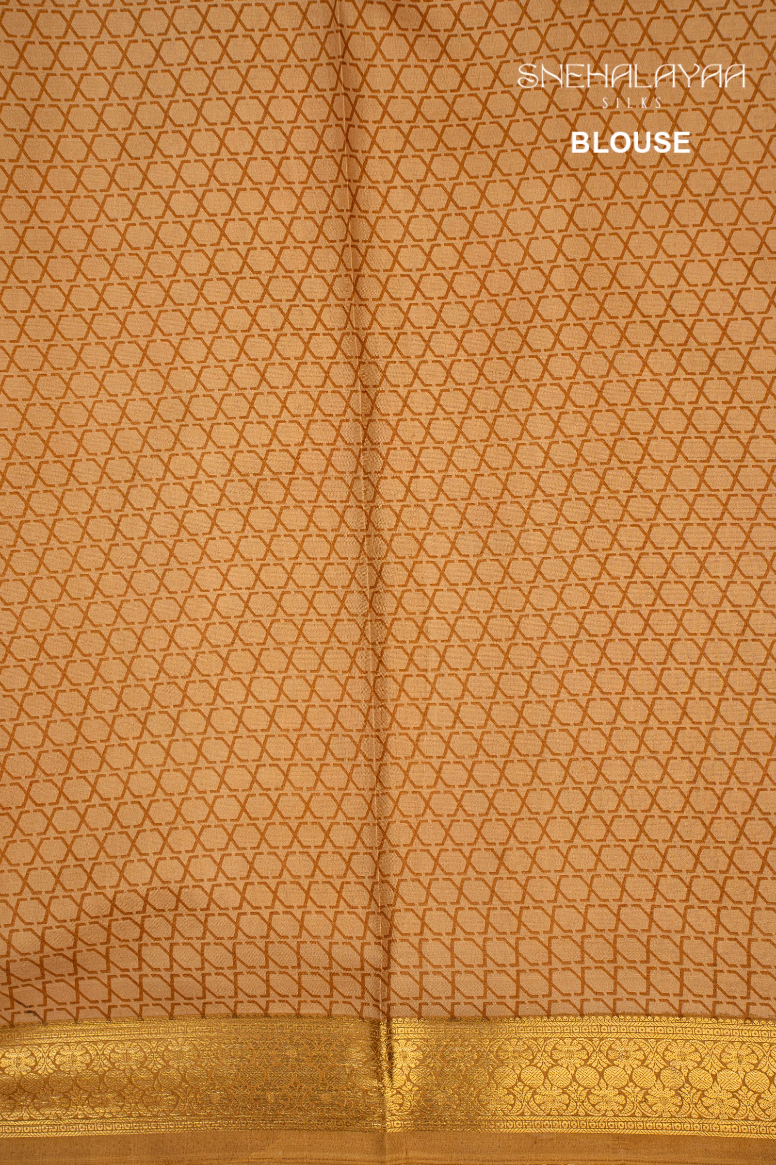 Cream Printed Mysore Silk Saree