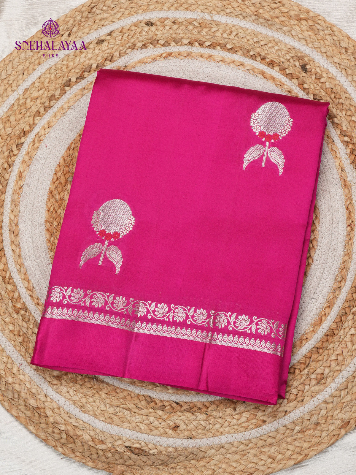 Rani Pink Chiniya Silk Saree