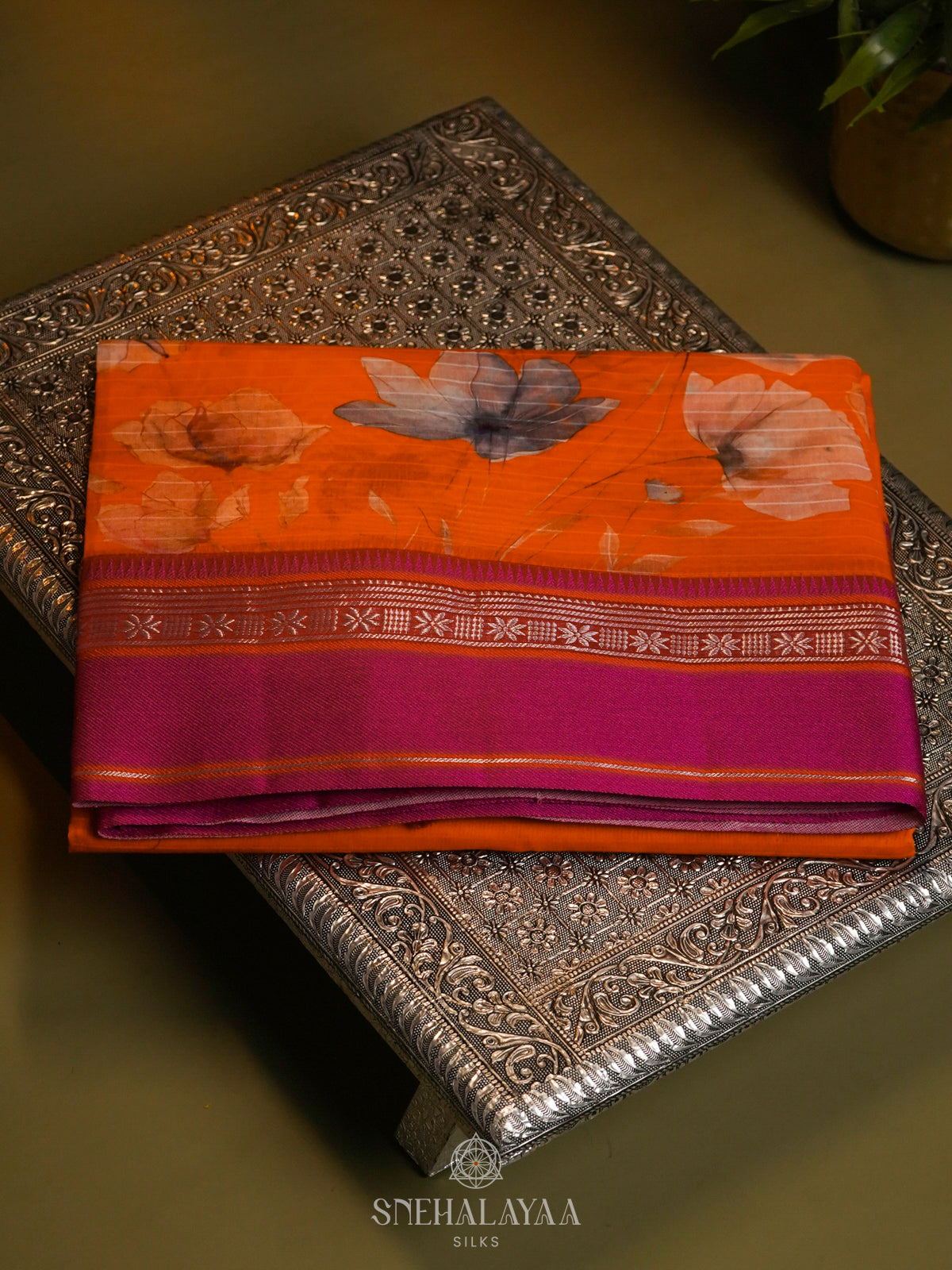 Orange Chanderi Saree