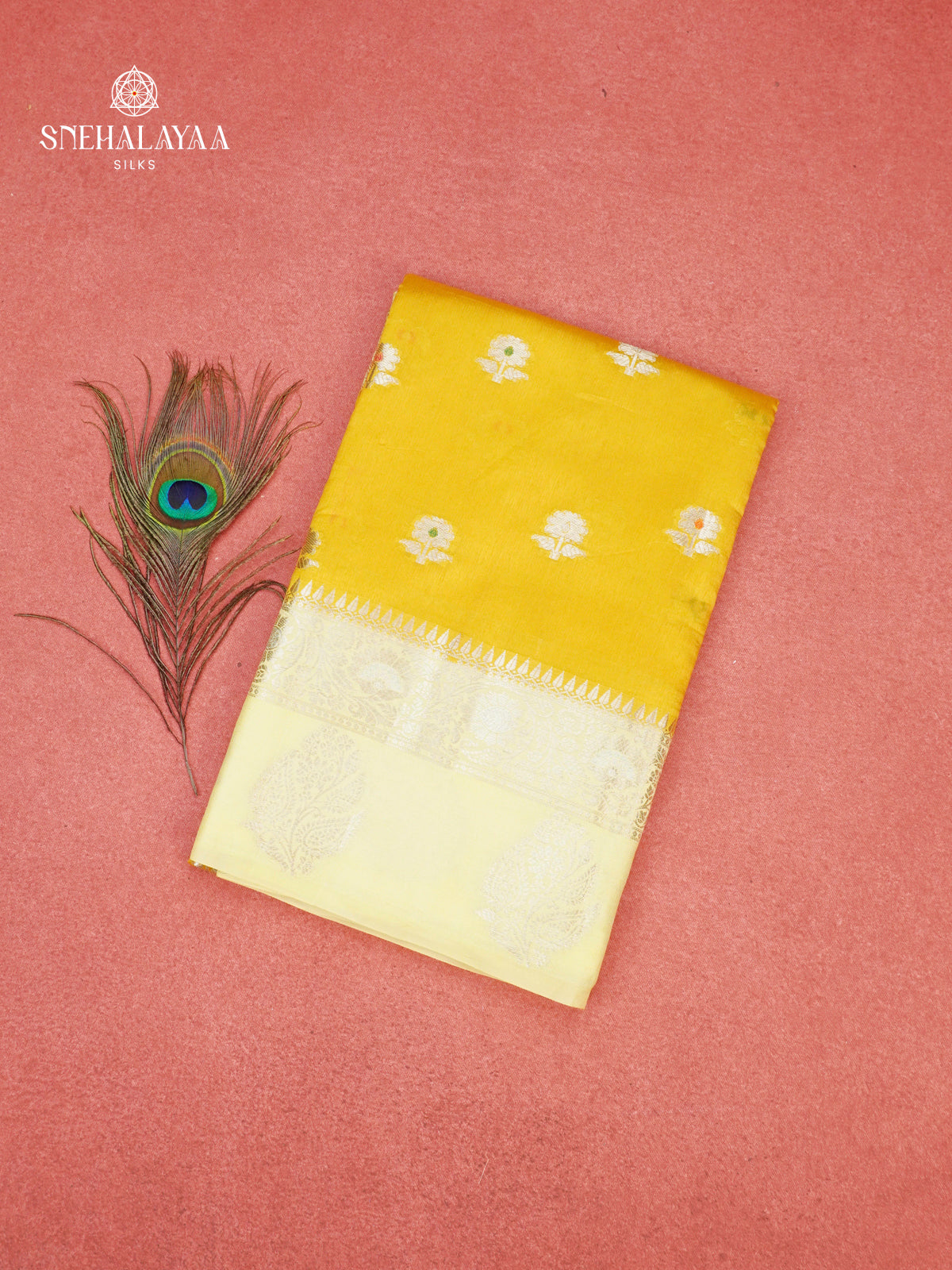 Mango Yellow Banaras Dupion Silk Saree