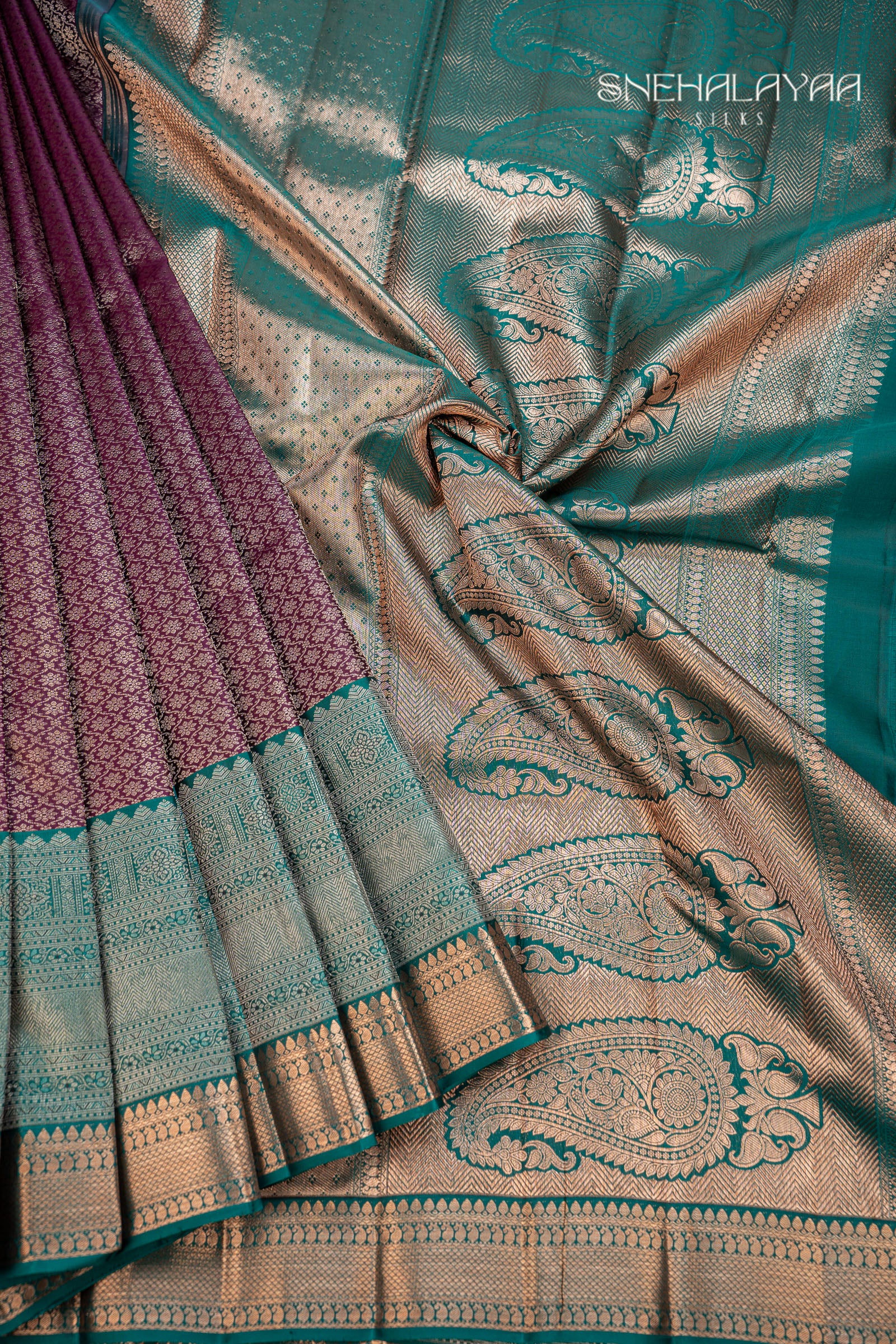 Boysenberry Kancheevaram Silk Saree