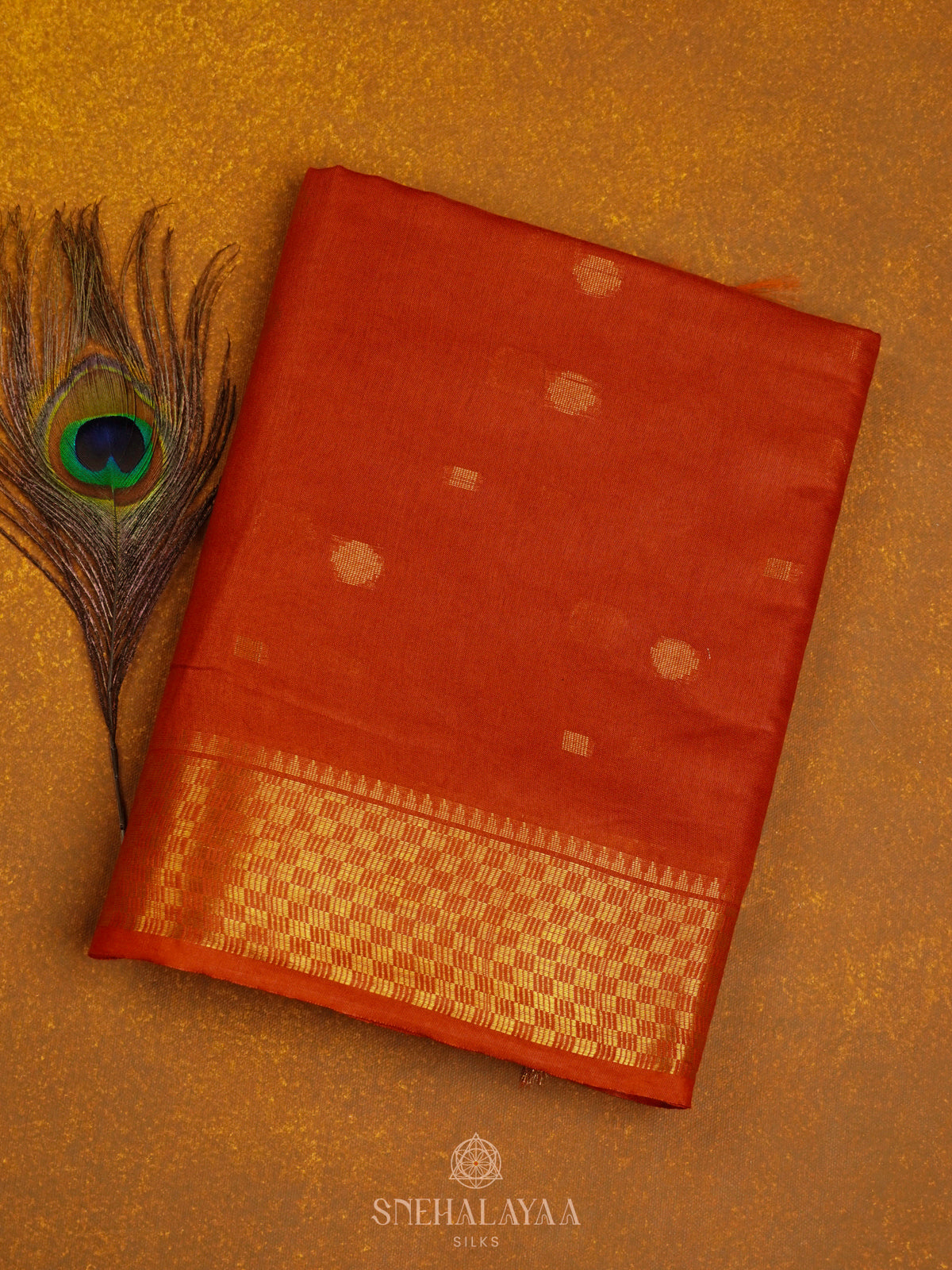 Orange Bamboo Silk Saree