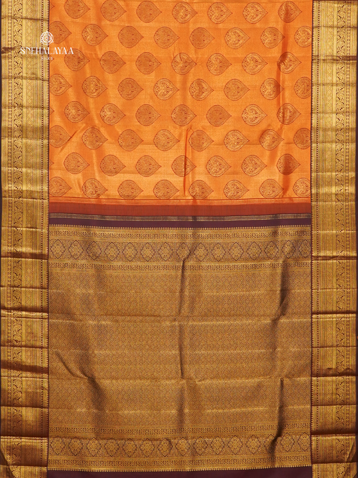 Mustard Orange Kanjivaram silk saree