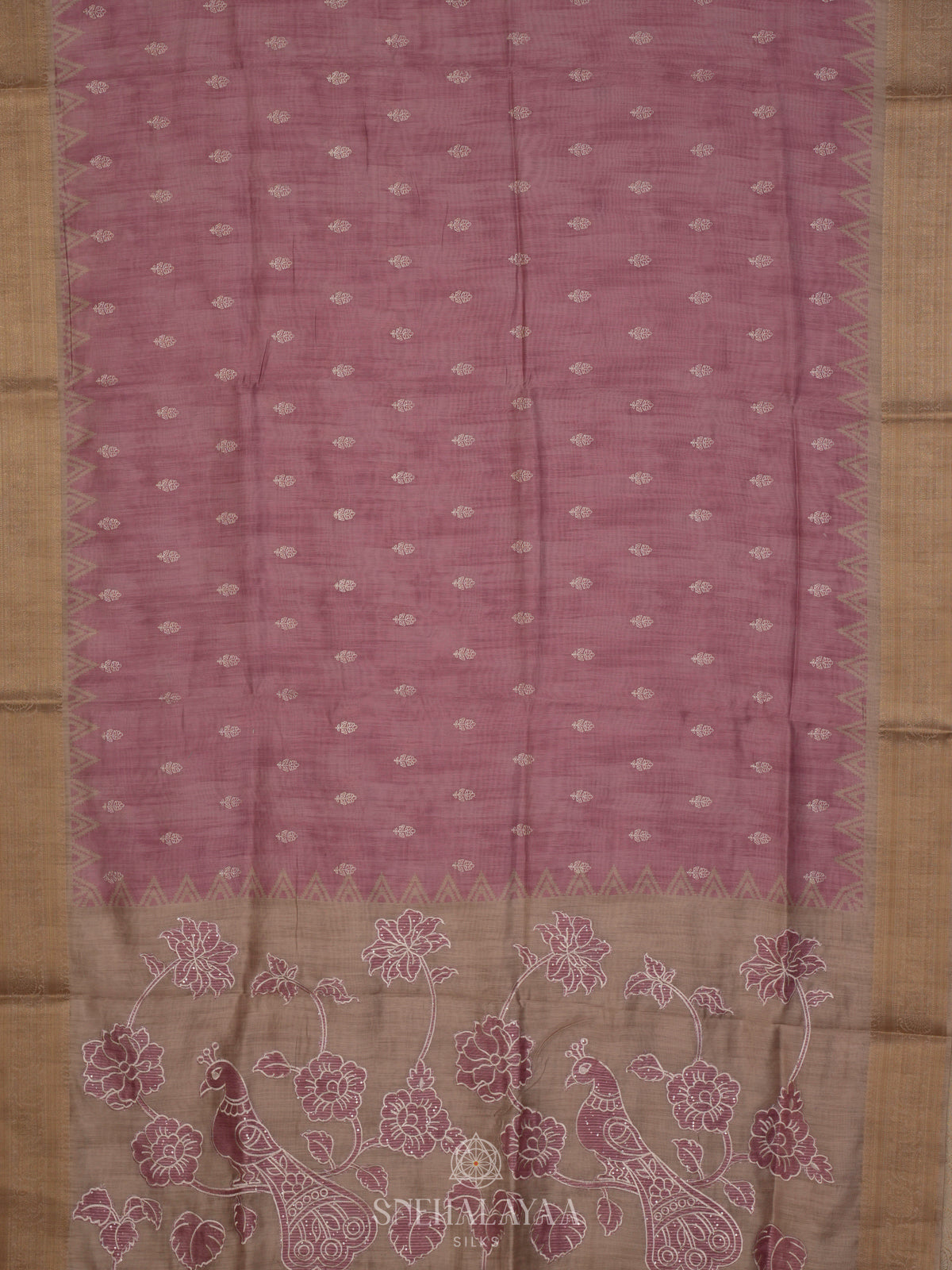 Pale Pink Munga Tussar Saree