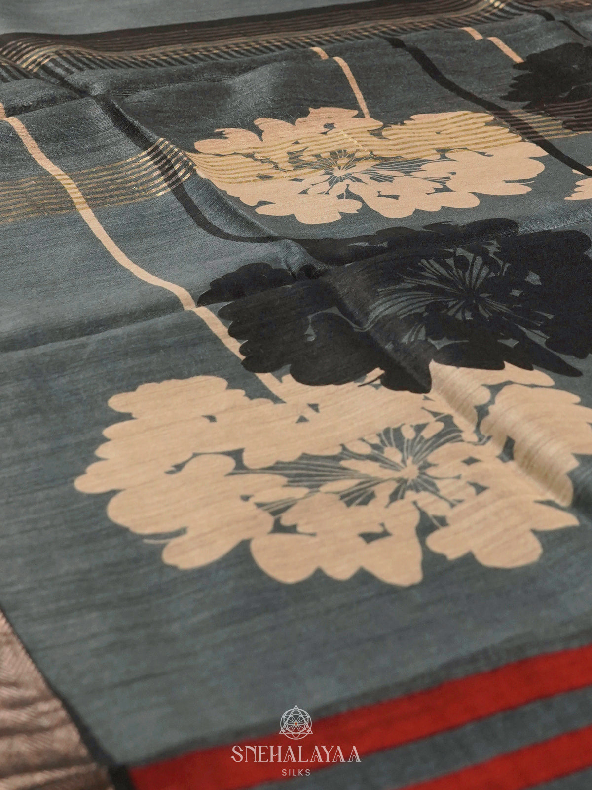 Grey Munga Tussar Saree