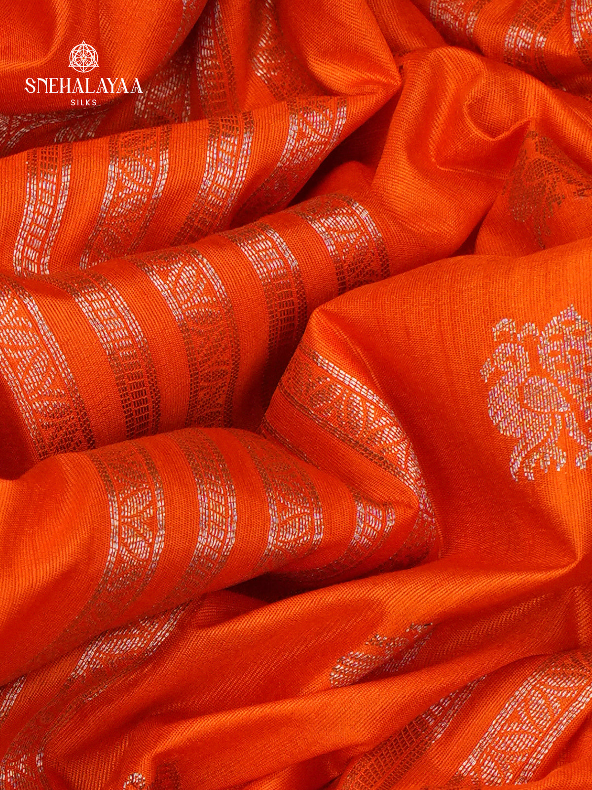 Rust Orange Banaras Dola Silk Saree