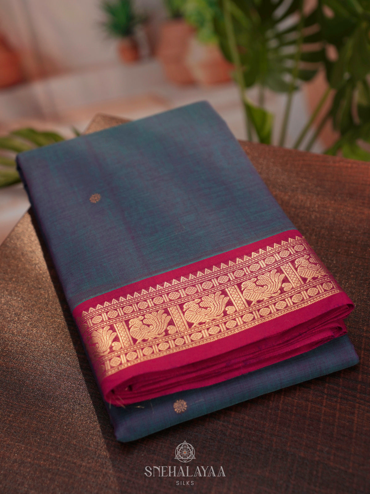 Navy Blue Kanchi Cotton Saree