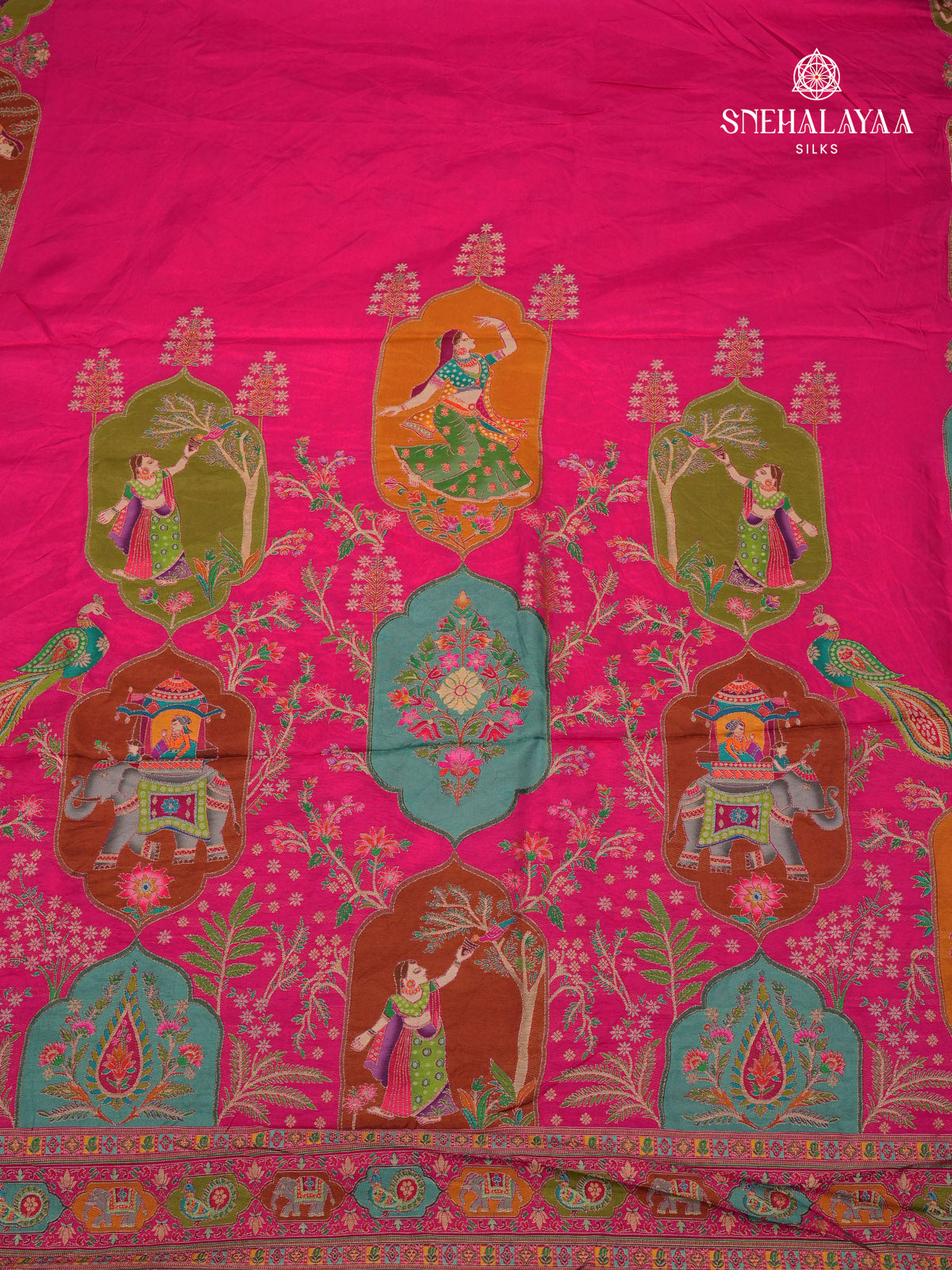 Rani Pink Banaras Silk Saree