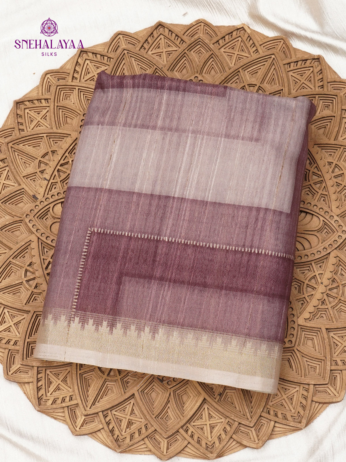 Dusty Rose Floral Printed Tussar Saree