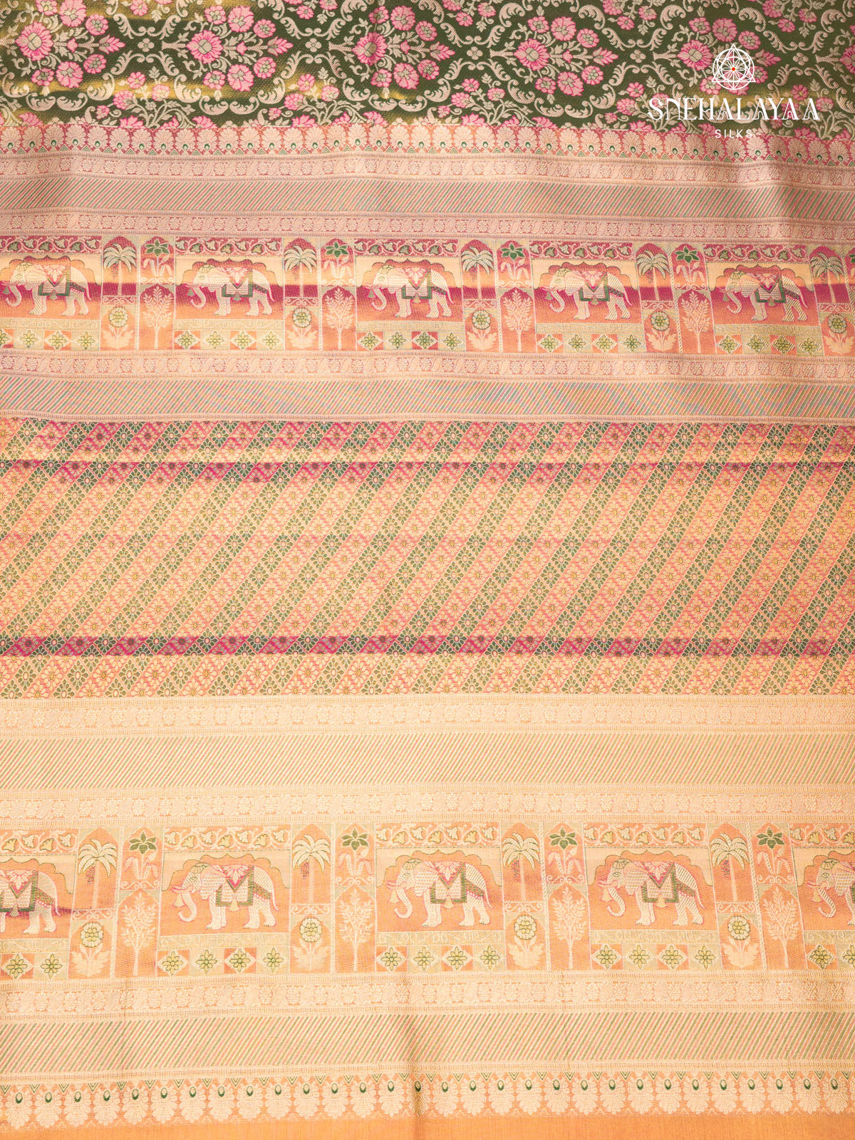 Olive Green Kanjivaram Silk Saree