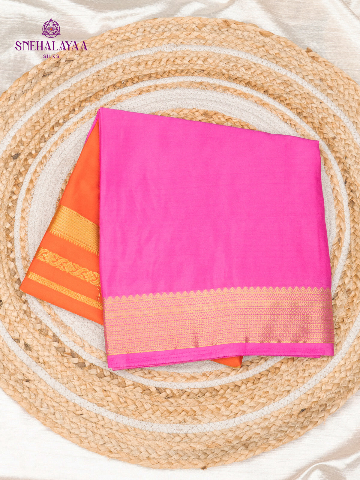 Orange Mysore Silk Saree