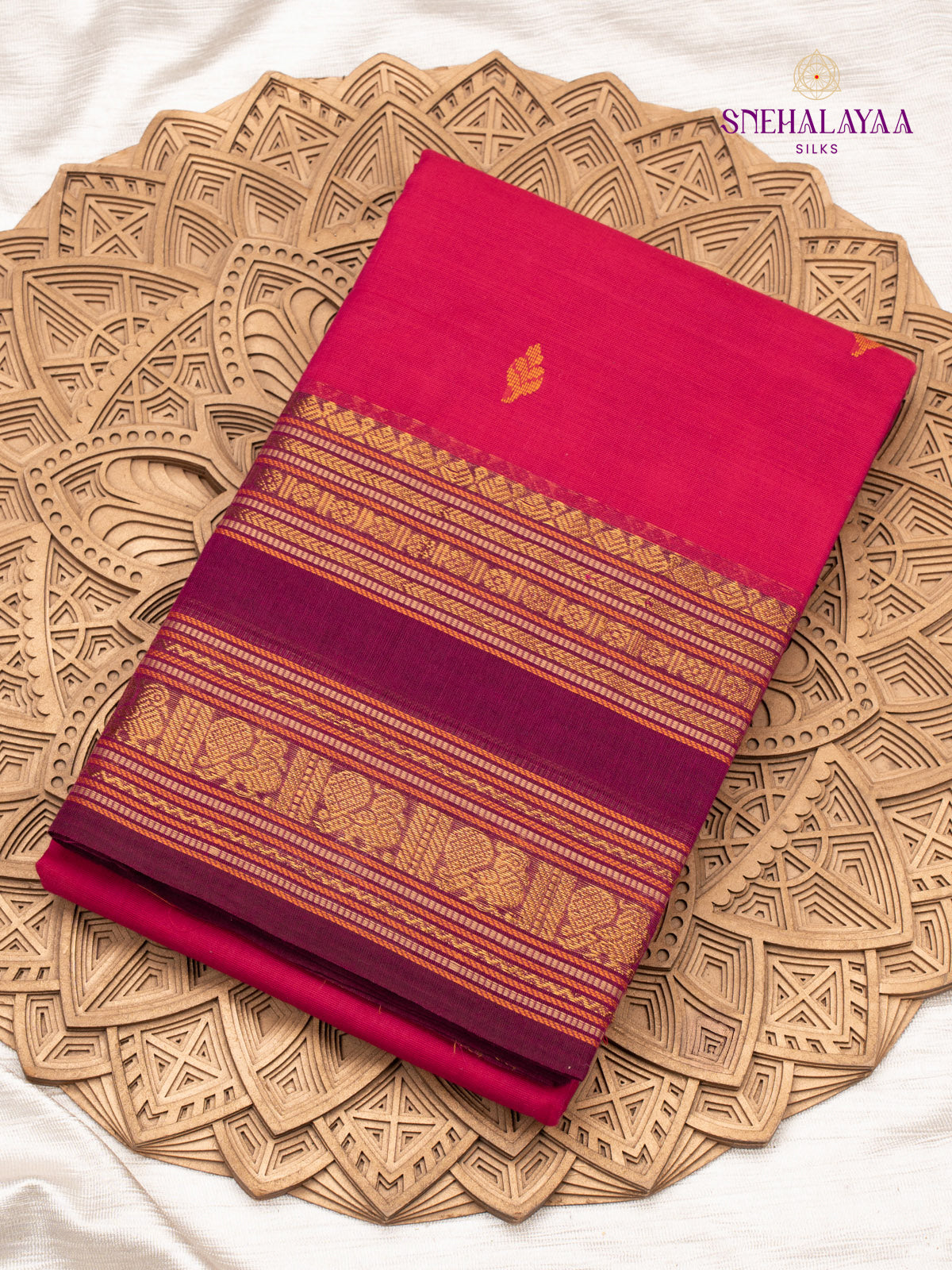 Pink Chettinad Cotton Saree