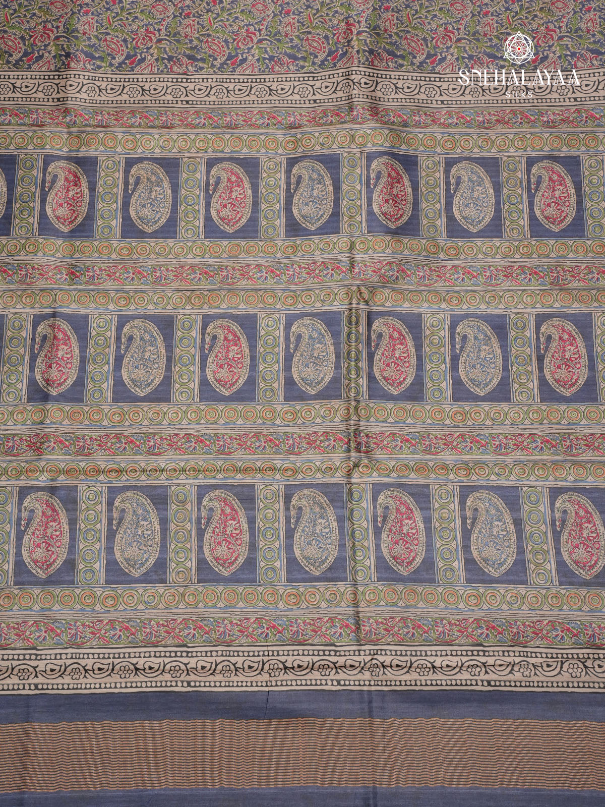 Teal Blue Tussar Saree