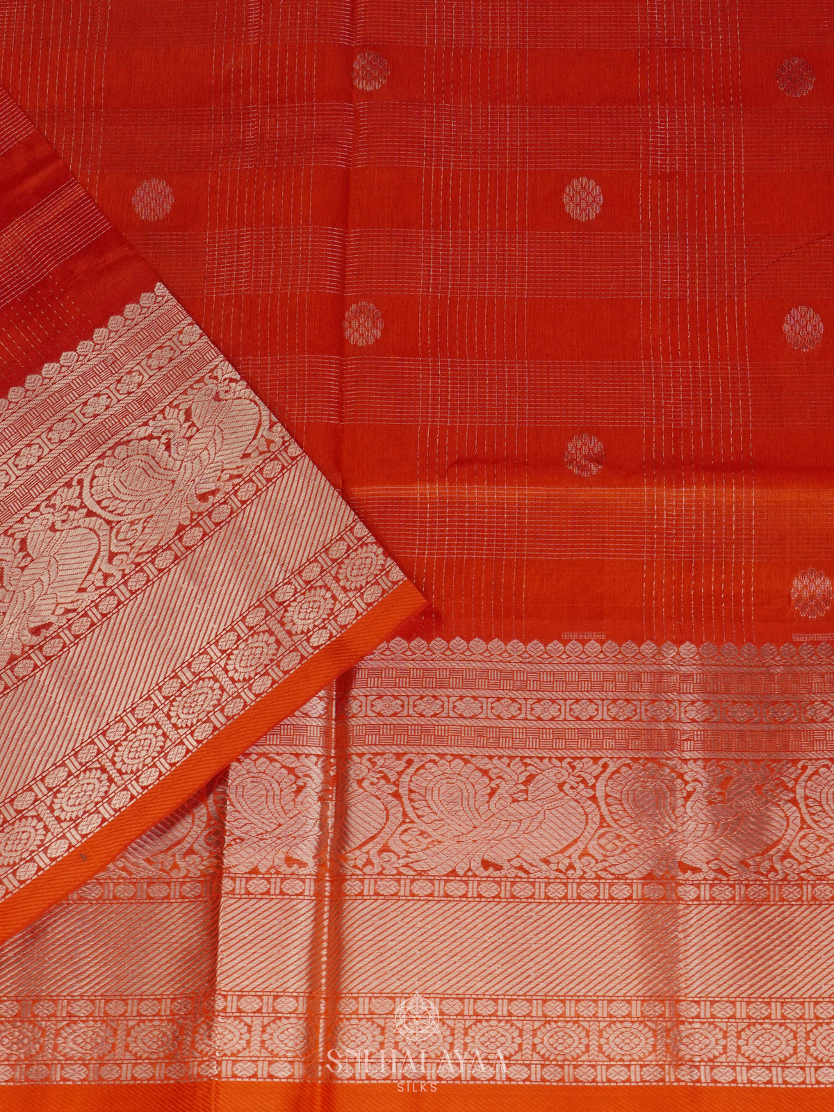 Orange Mangalagiri Kuppadam Silk Cotton Saree