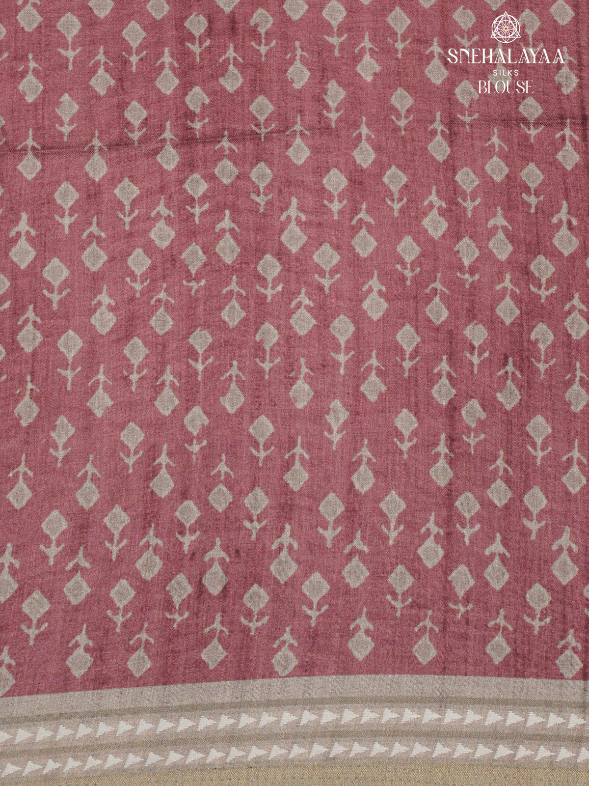 Beige Printed Tussar Saree