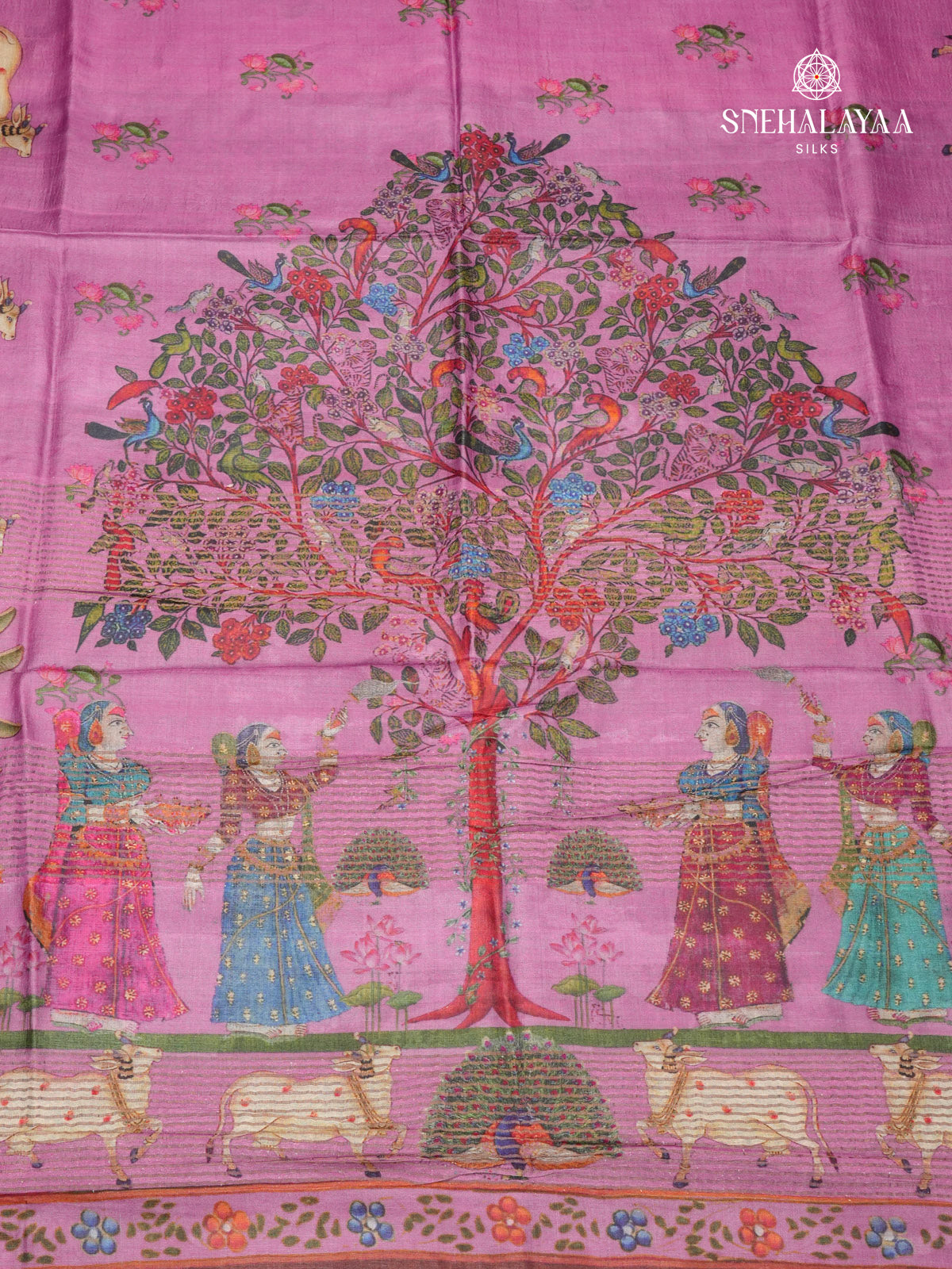 Lavender Tussar Silk Saree