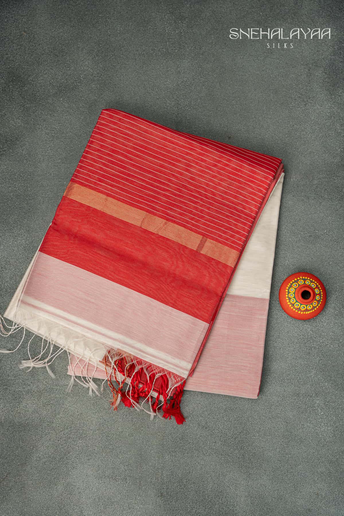 Half White Maheshwari Silk Cotton
