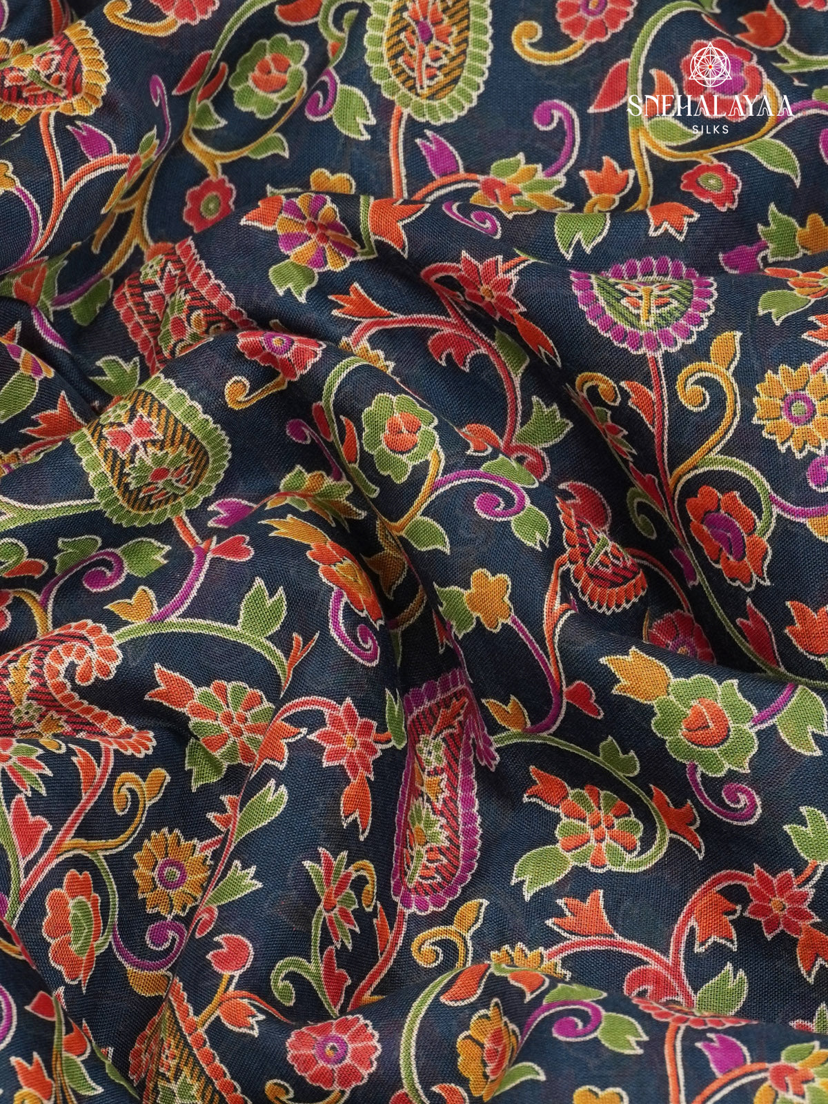 Navy Blue Dola Silk Saree