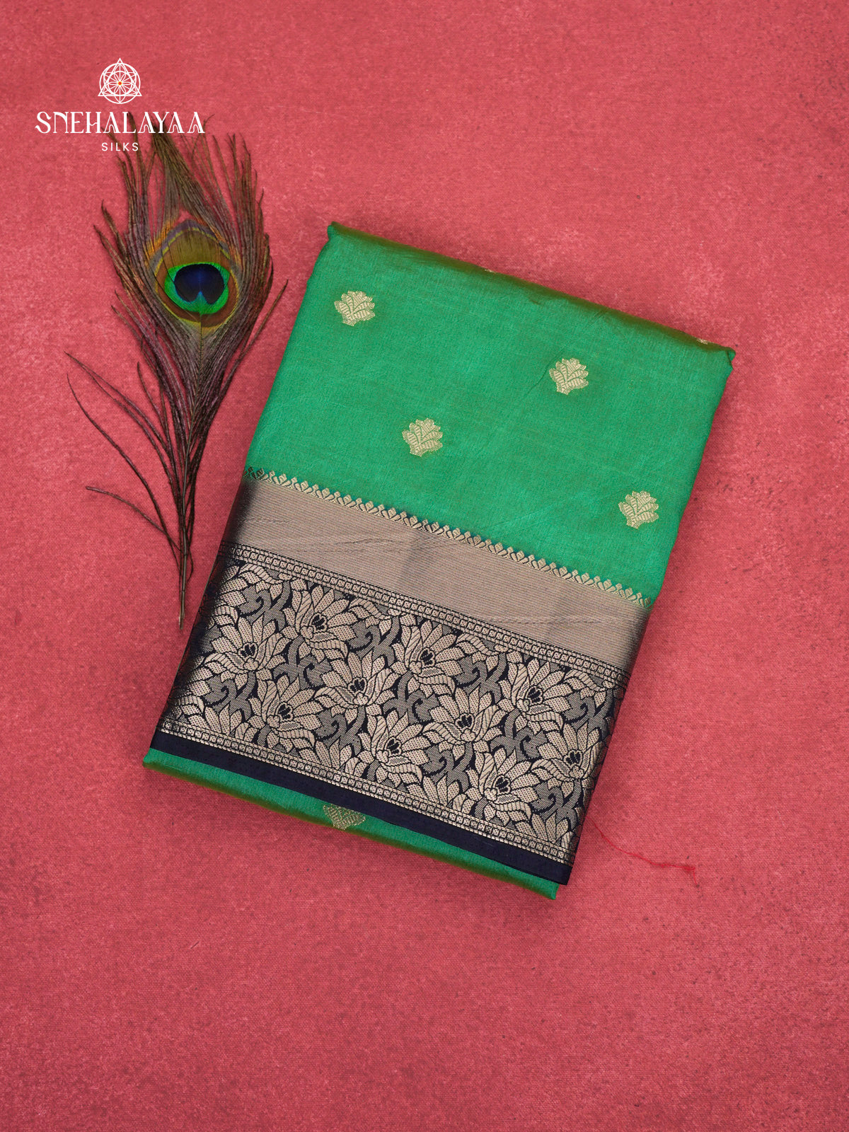 Teal Green Raw Silk Saree