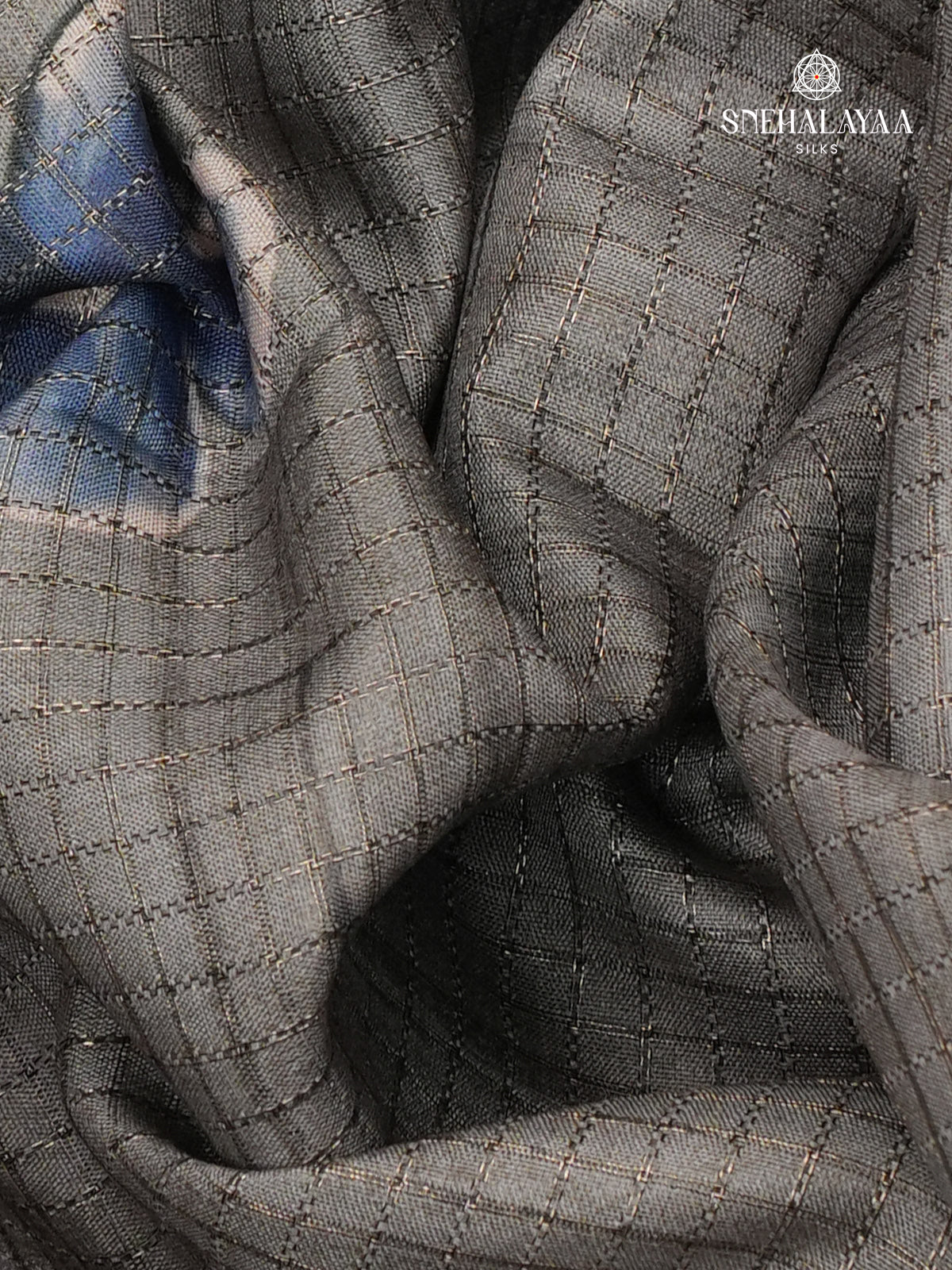 Grey Floral Printed Tussar Saree