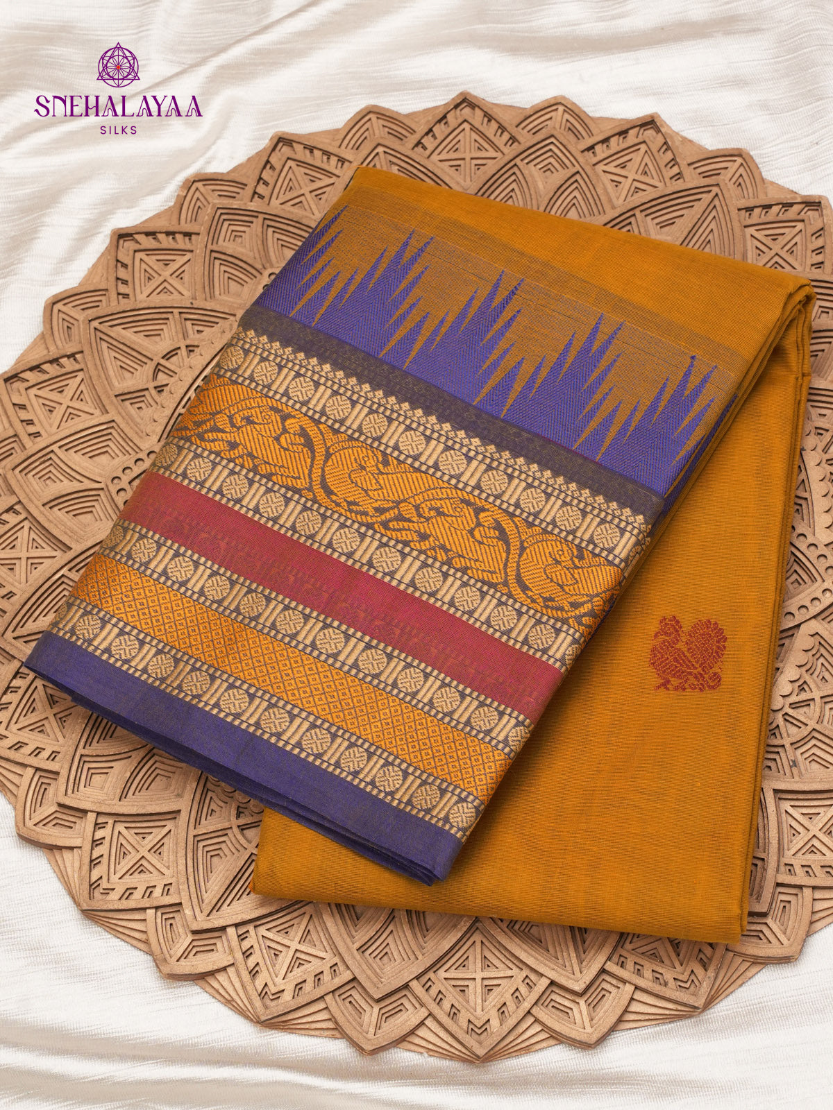 Mustard Yellow Kanchi Cotton Saree