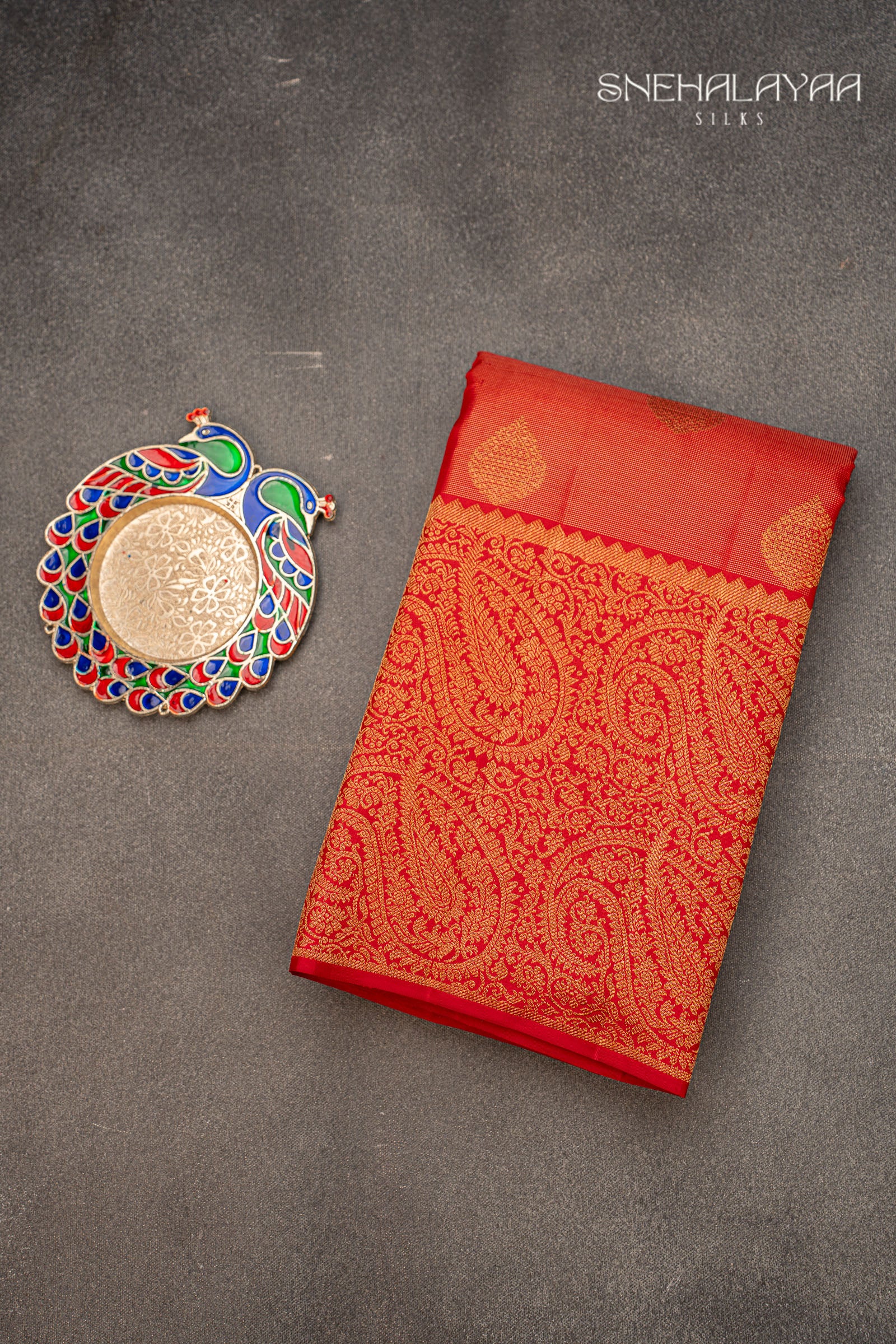 Rose Red Kancheevaram Silk Saree