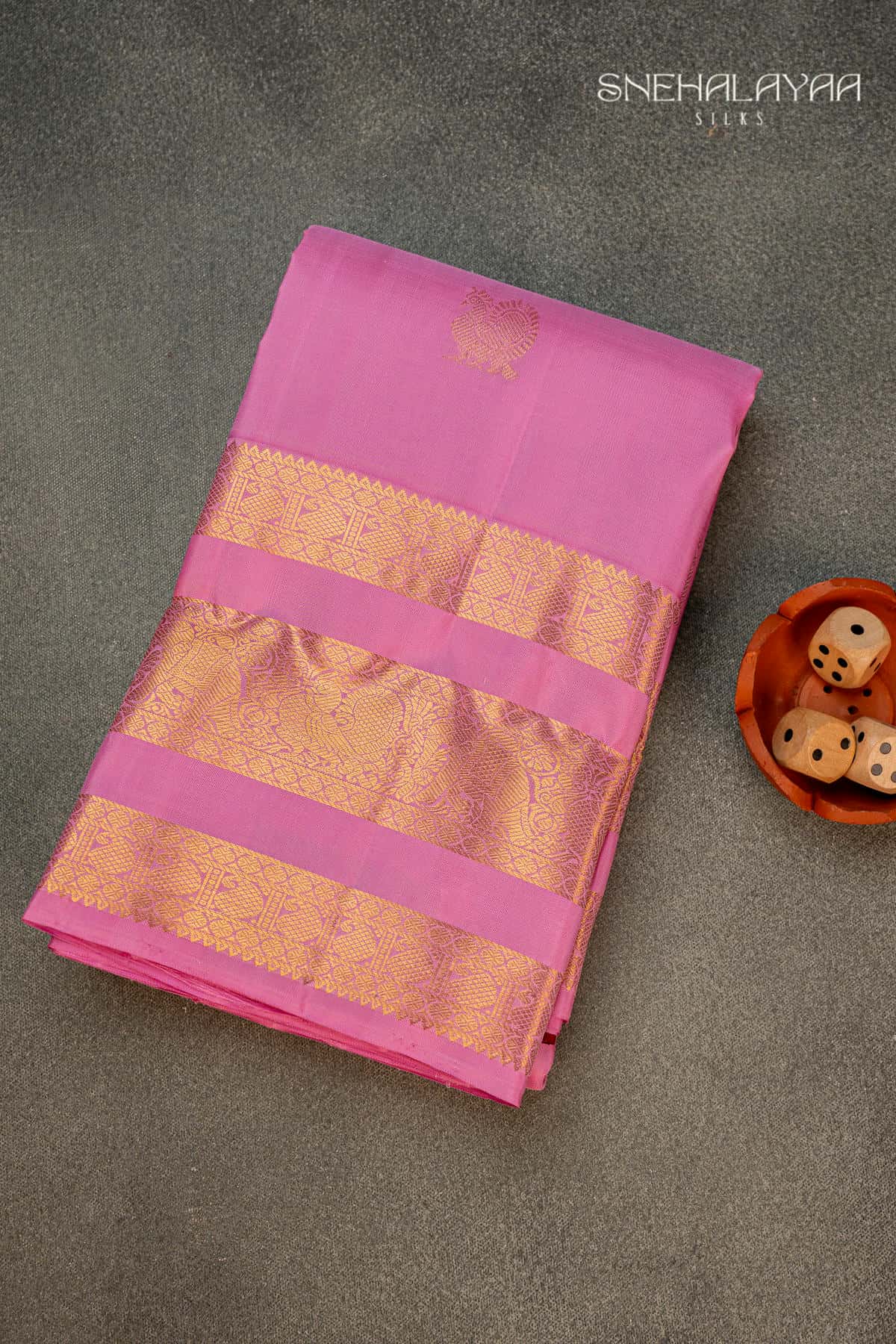 Pink Kancheevaram Silk with Butta