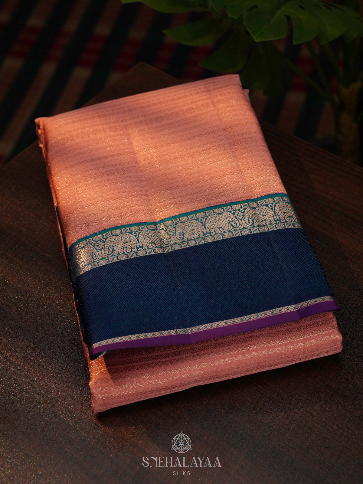 Peach Kanjivaram Silk Saree