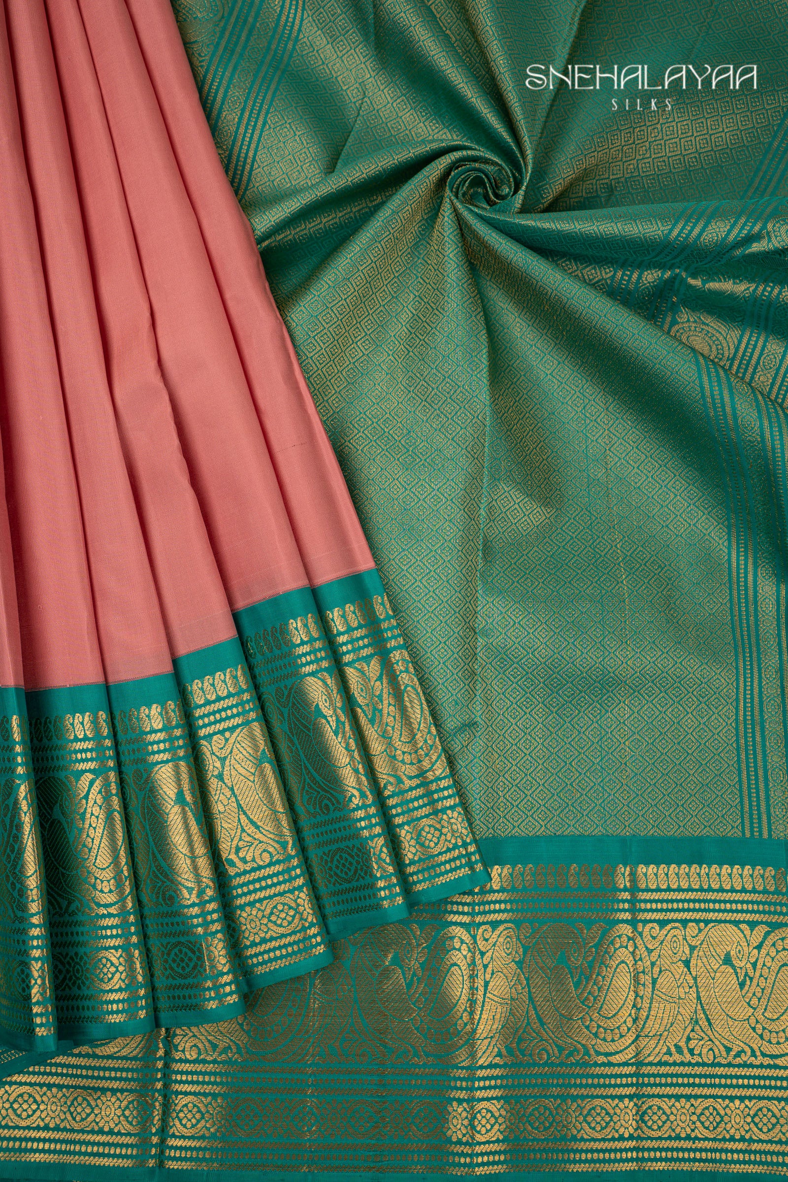 Rose Pink Kancheevaram Silk Saree