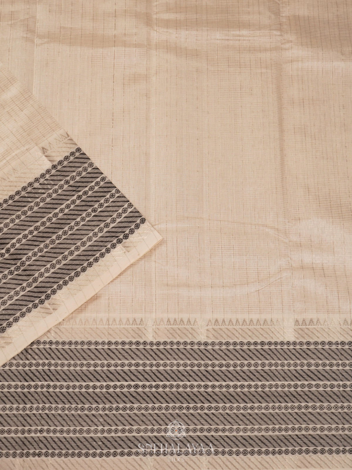 Cream Mangalagiri Silk Cotton Saree