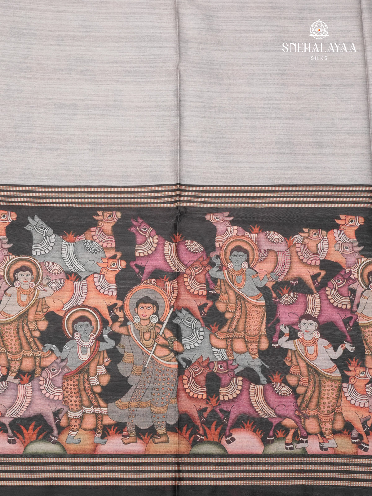 Grey Kalamkari Tussar Saree