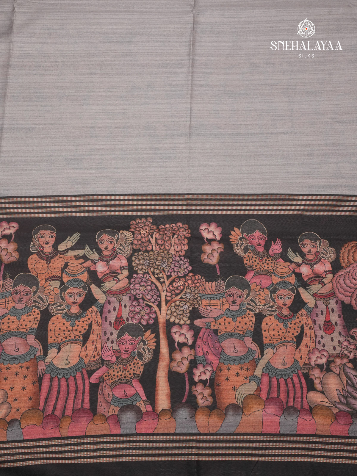 Grey Kalamkari Tussar Saree