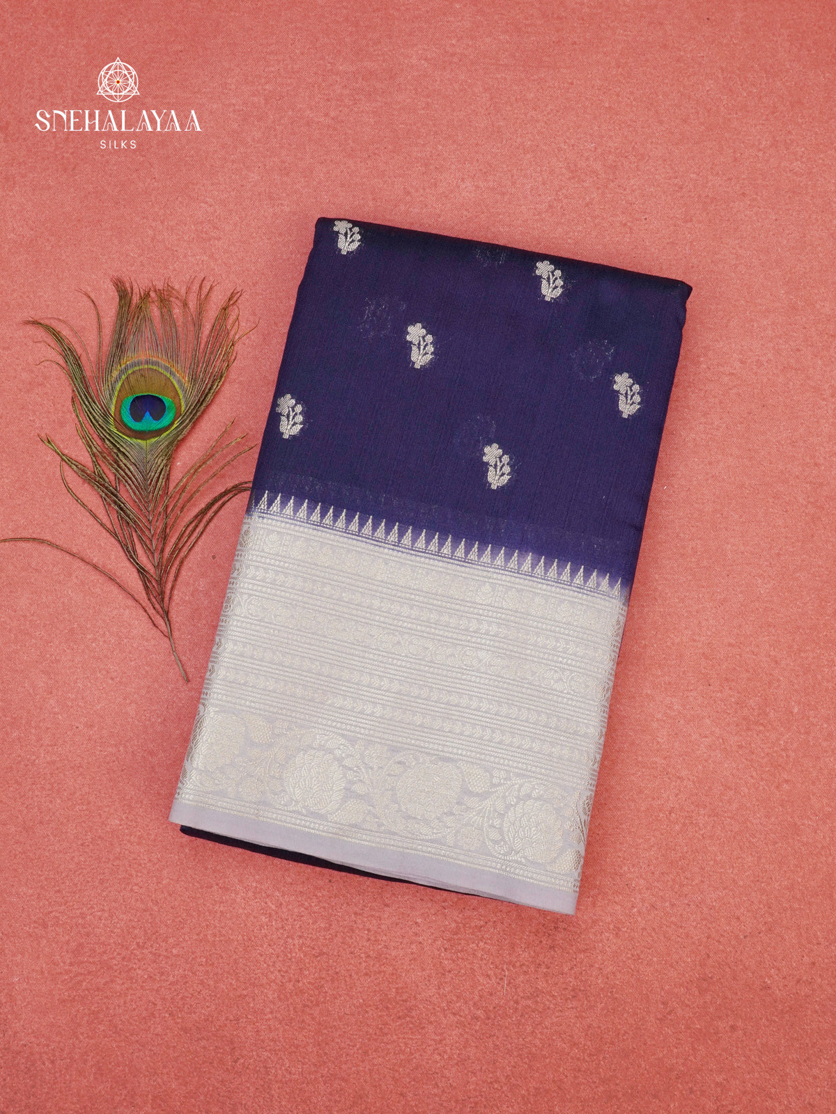 Berry Blue Banaras Jute Saree