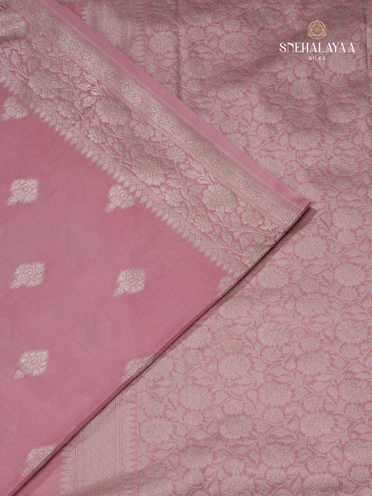 Pale Pink Satin Banaras Saree