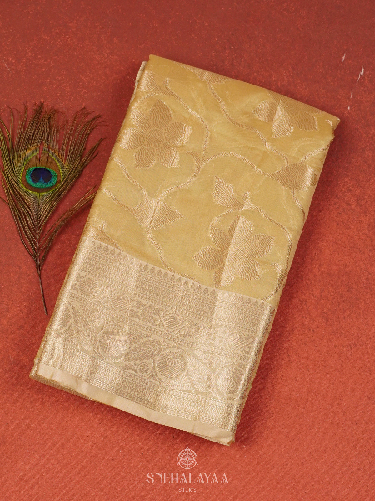 Cream Banaras Silk Saree