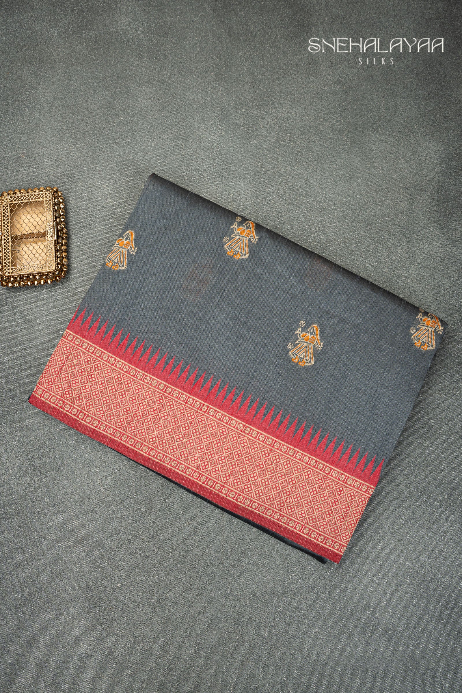 Grey Raw Silk Saree