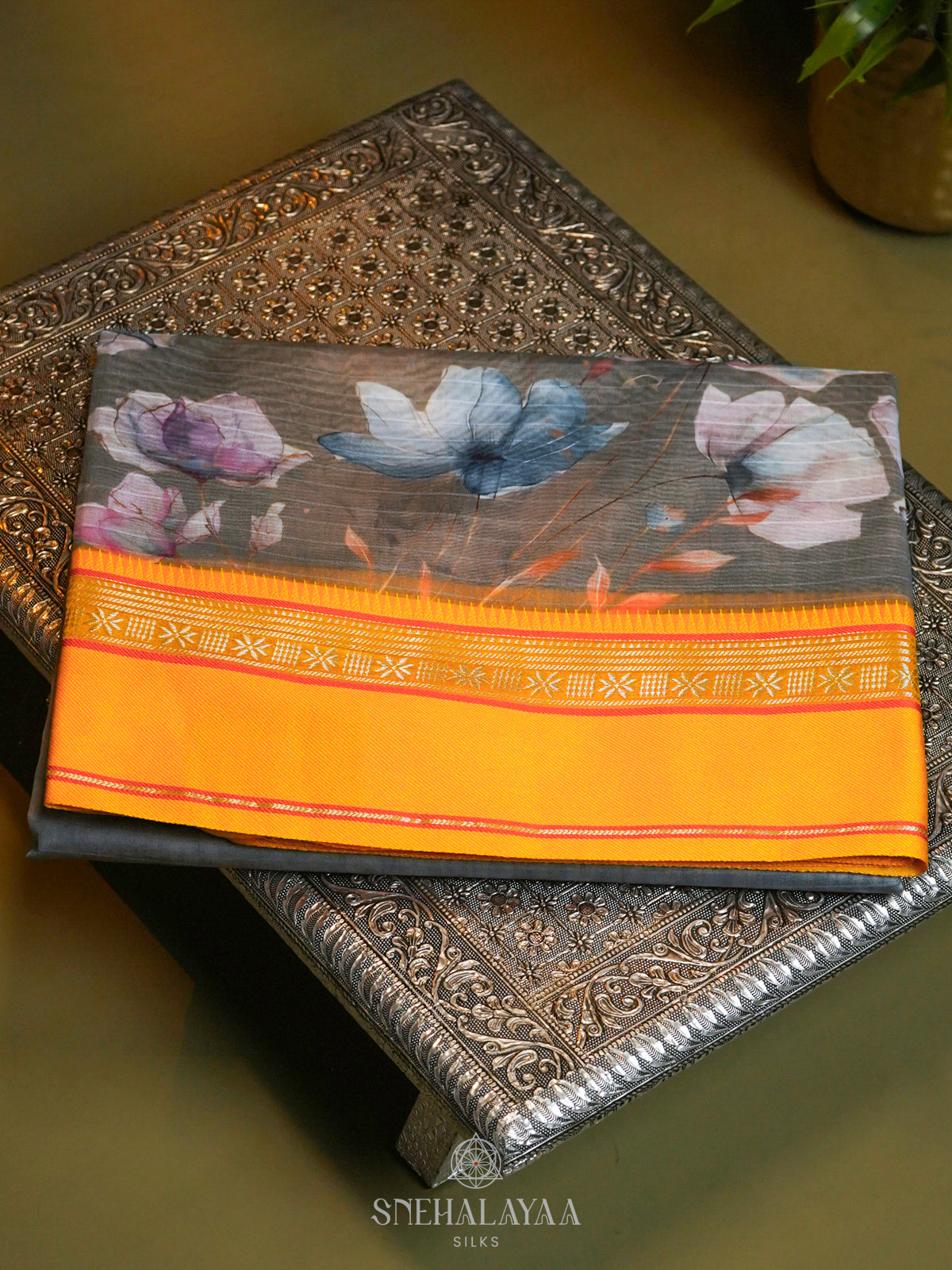 Grey Chanderi Saree