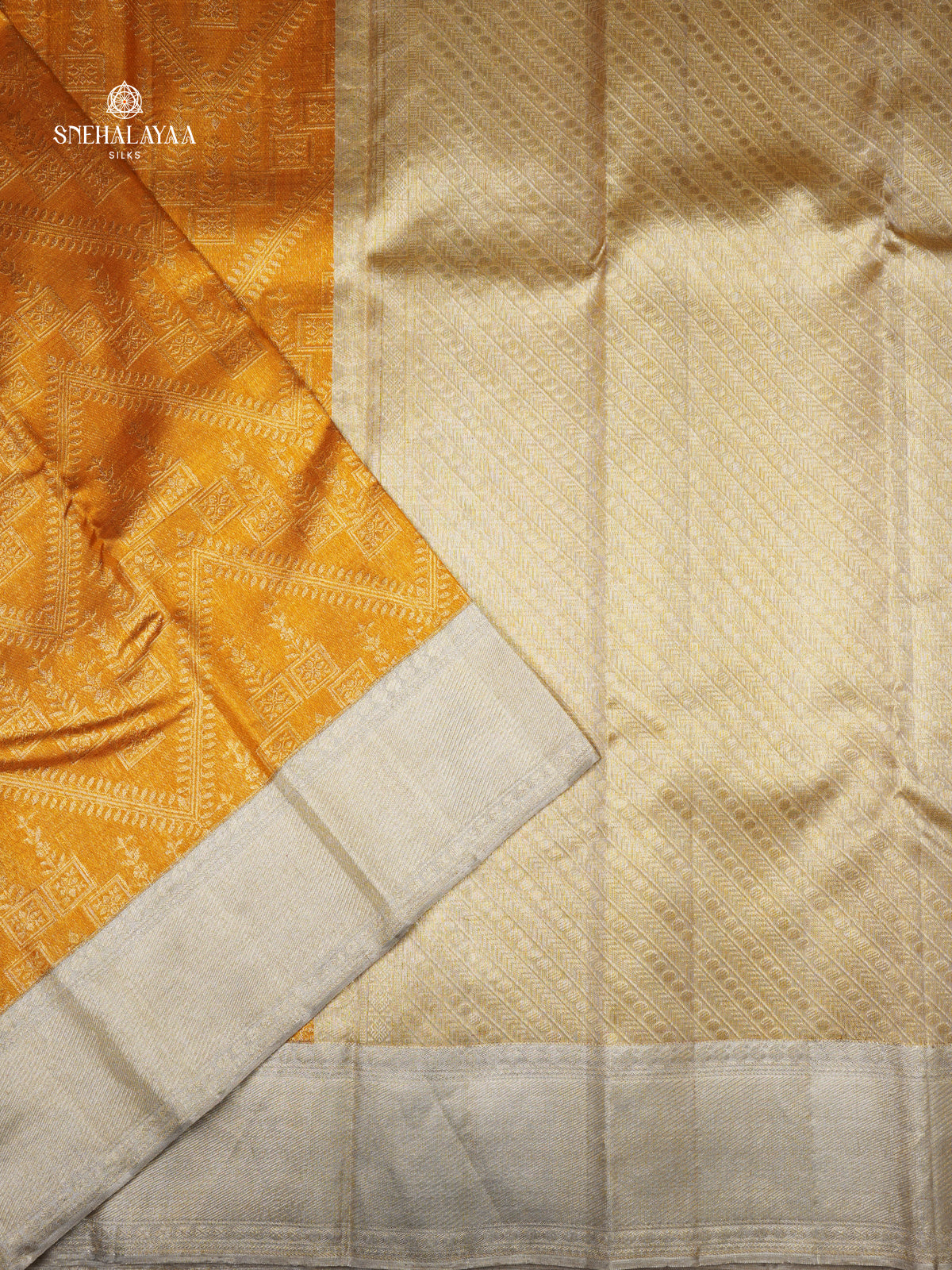 Mustard Gold Kanjivaram silk saree