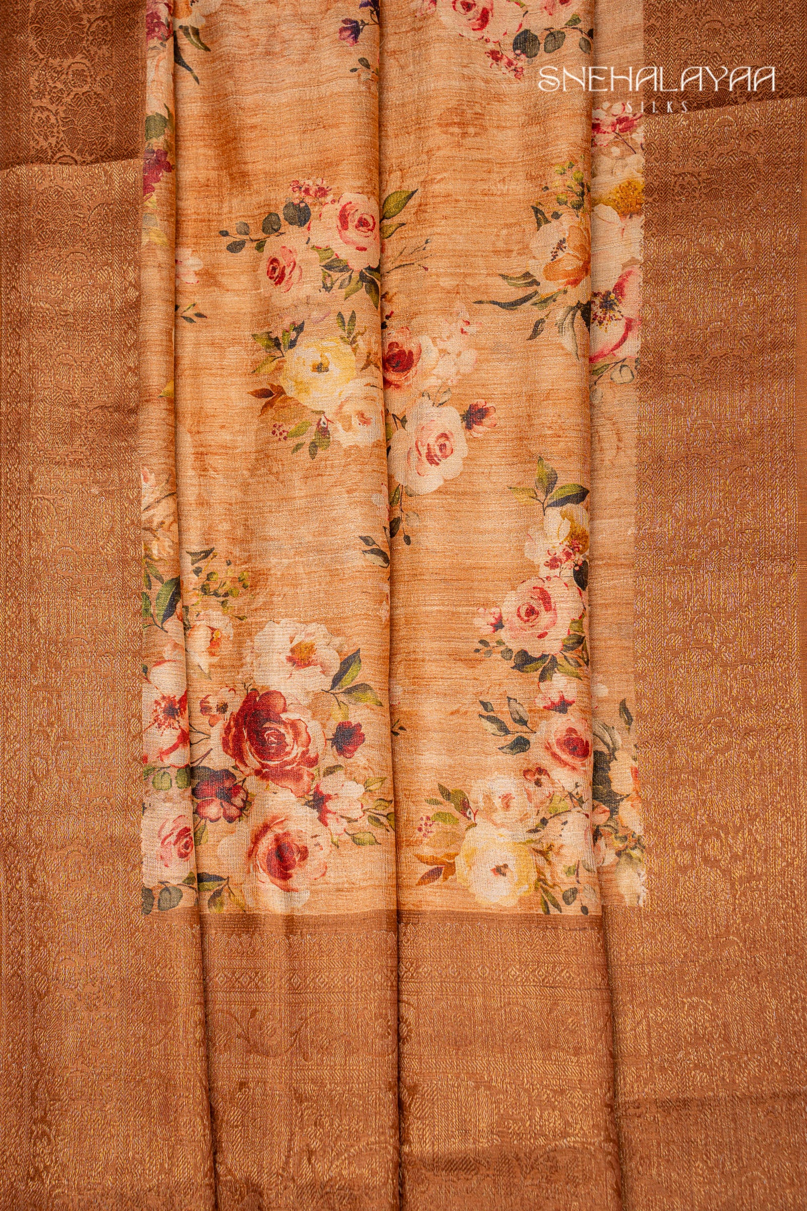 Brown Jute Tussar Saree